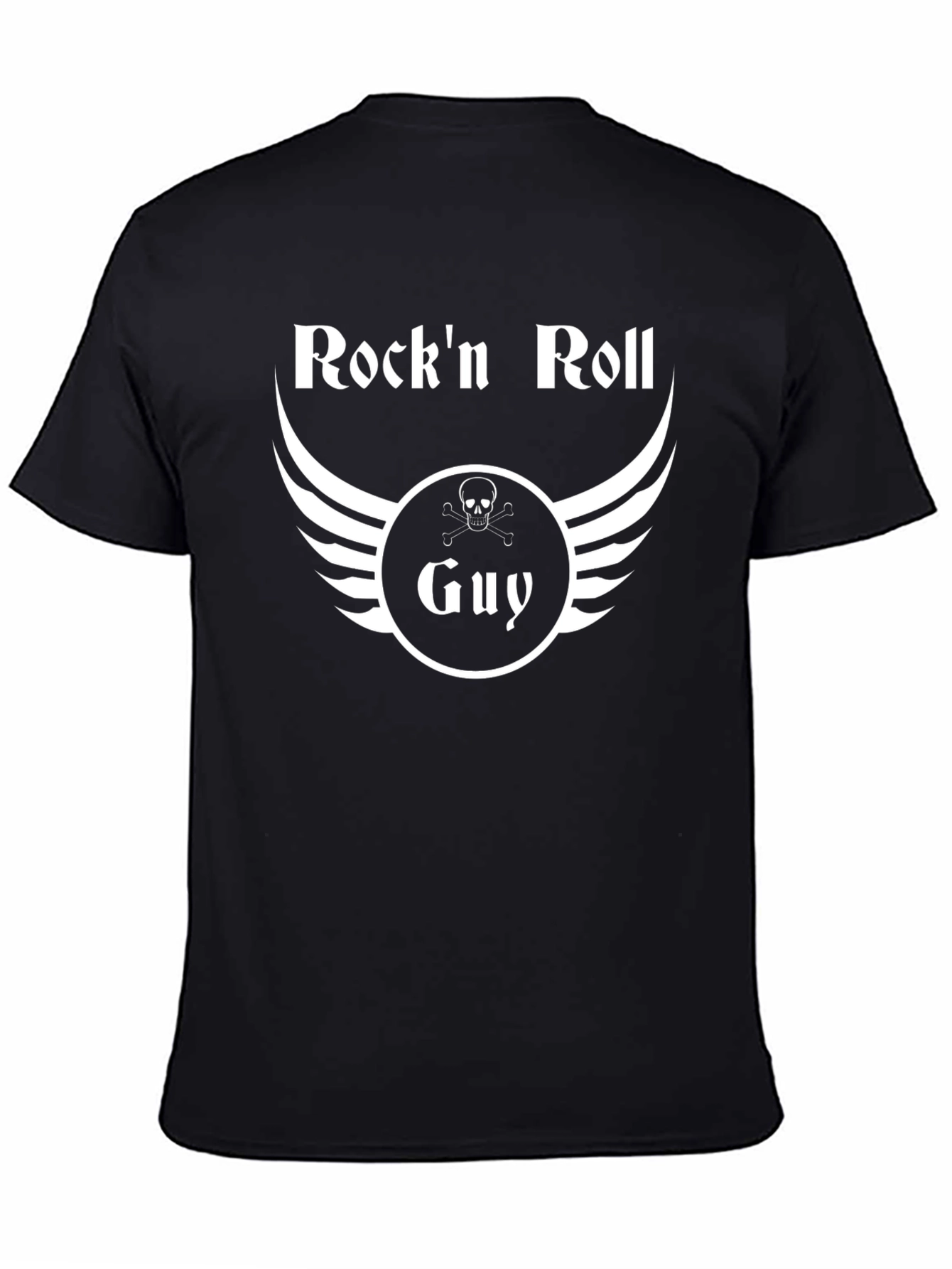 Rockn Roll Guy Black T-Shirt with Skull