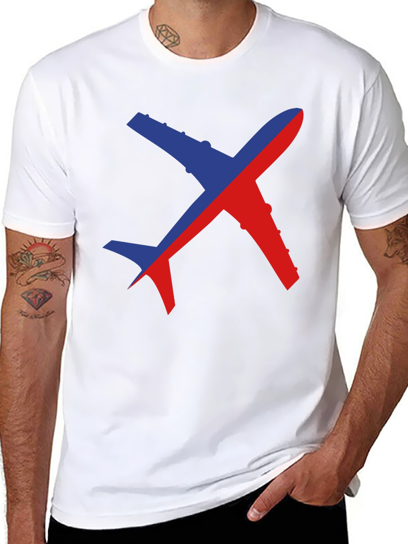 Airplane Graphic Tee - Unique Two-Tone Design