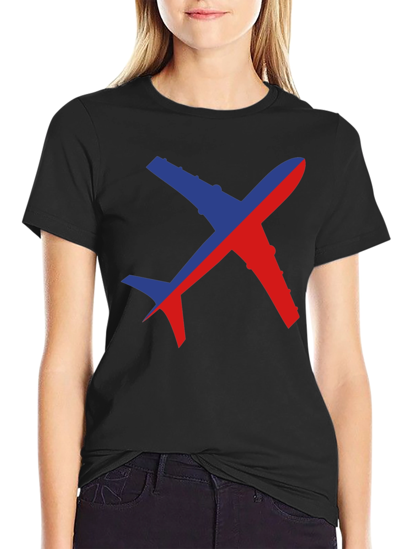 Airplane Graphic Tee - Unique Two-Tone Design