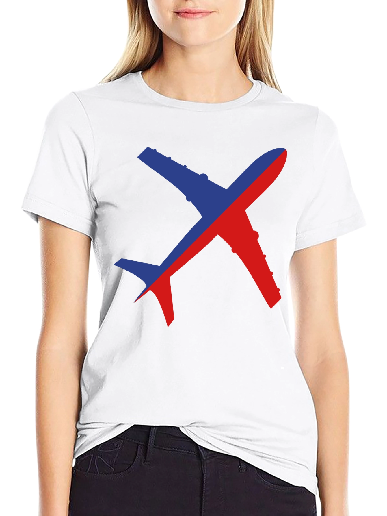 Airplane Graphic Tee - Unique Two-Tone Design
