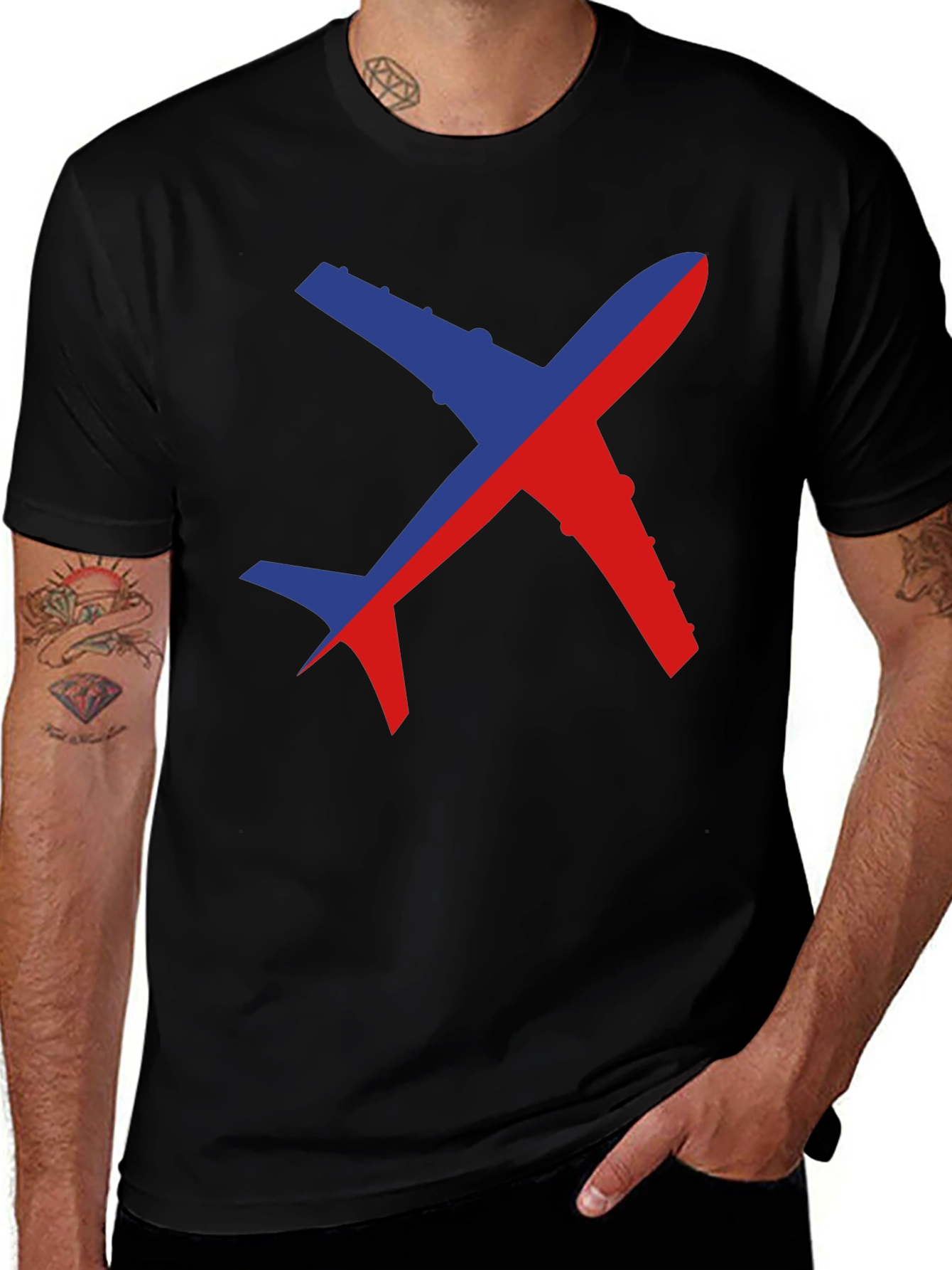 Airplane Graphic Tee - Unique Two-Tone Design
