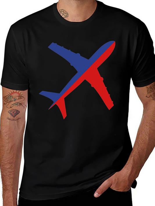 Airplane Graphic Tee - Unique Two-Tone Design