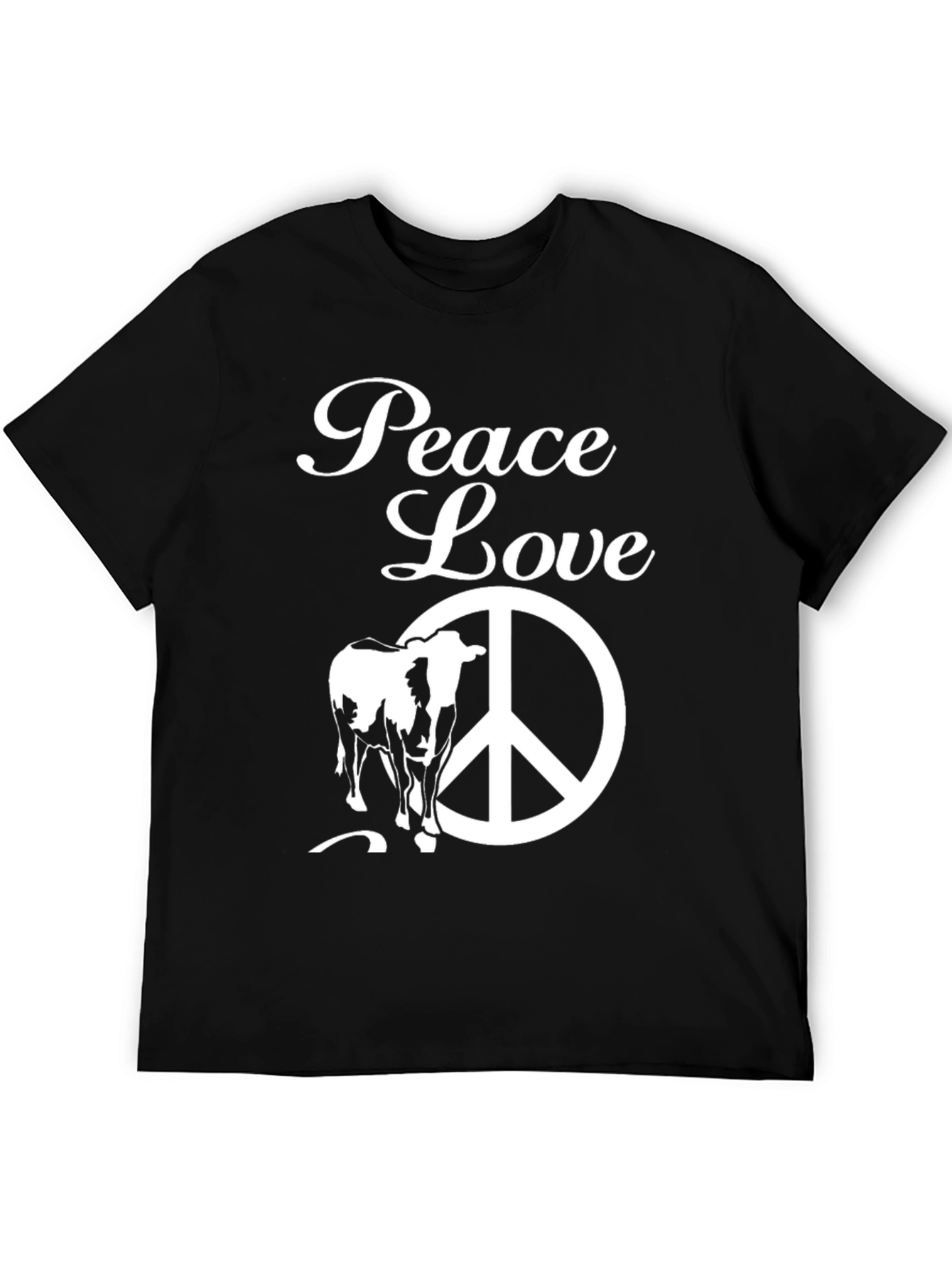 Peace Love Cow T-Shirt - Black Graphic Tee