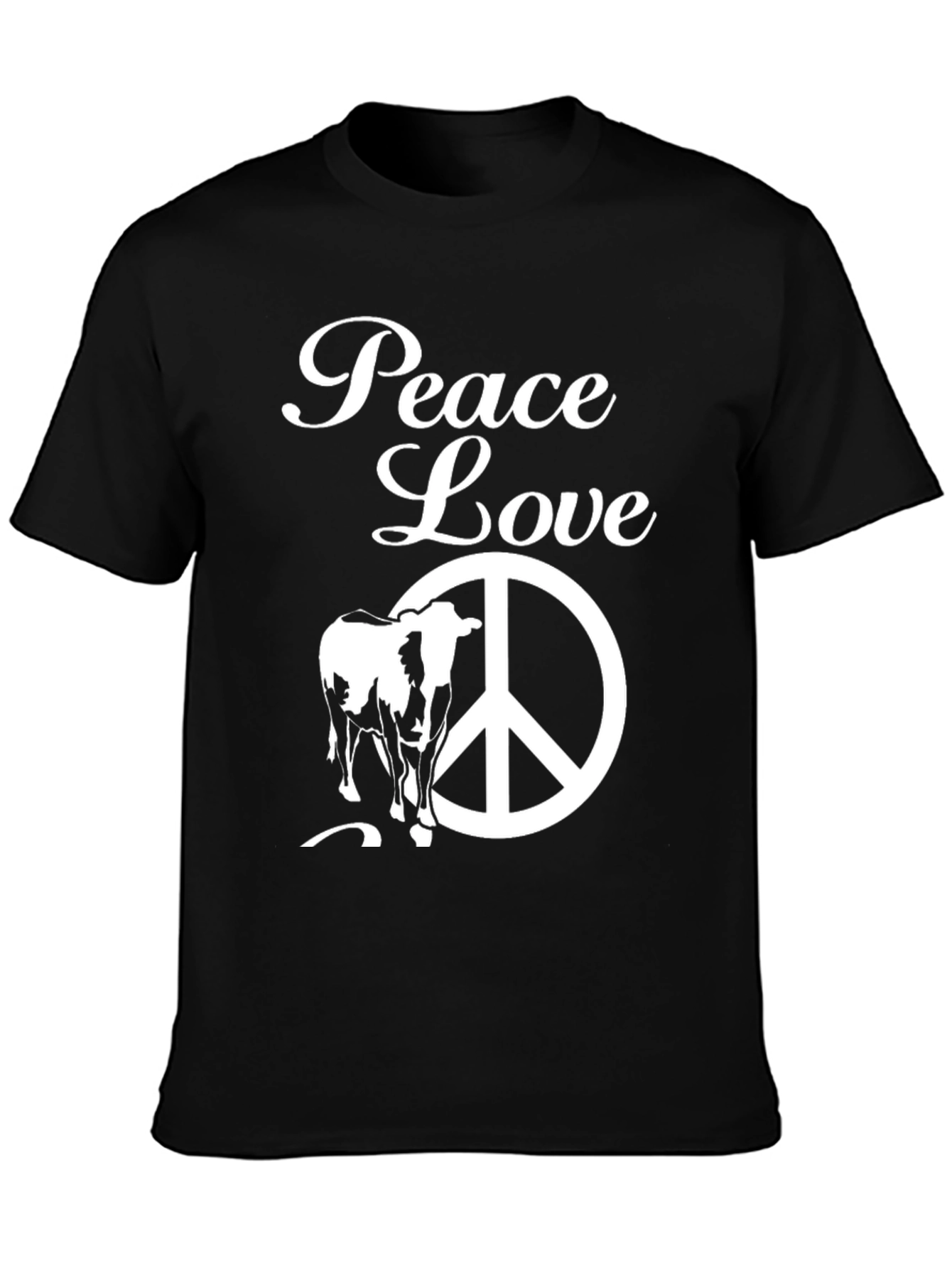 Peace Love Cow T-Shirt - Black Graphic Tee