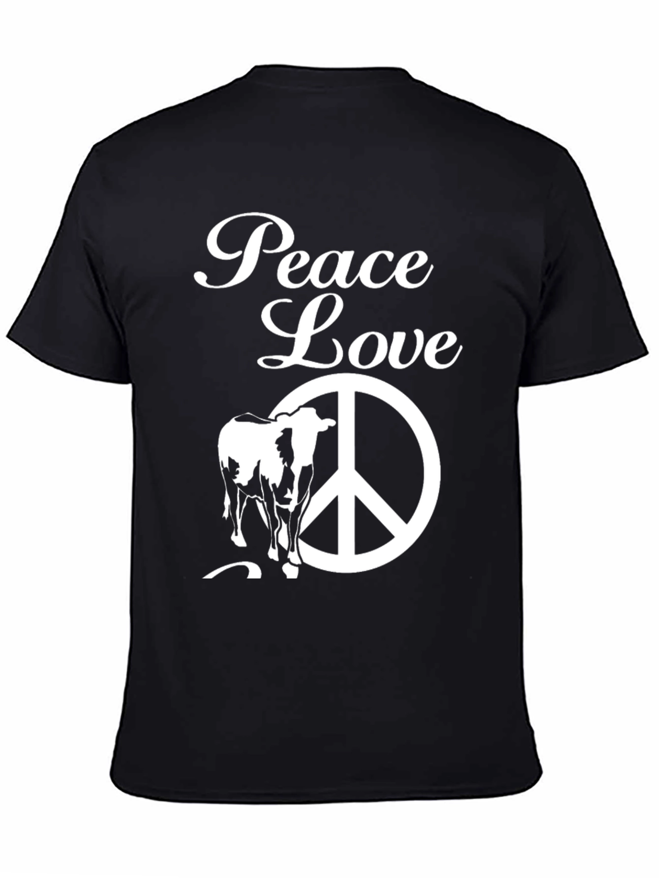 Peace Love Cow T-Shirt - Black Graphic Tee