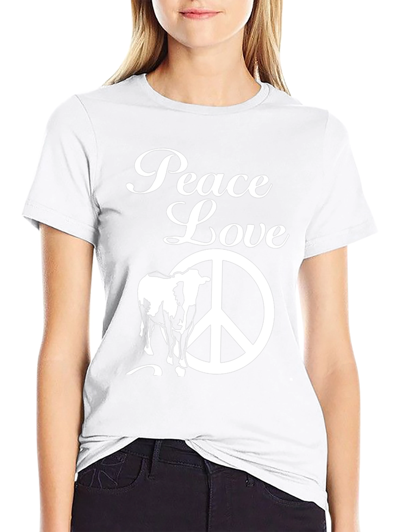 Peace Love Cow T-Shirt - Black Graphic Tee