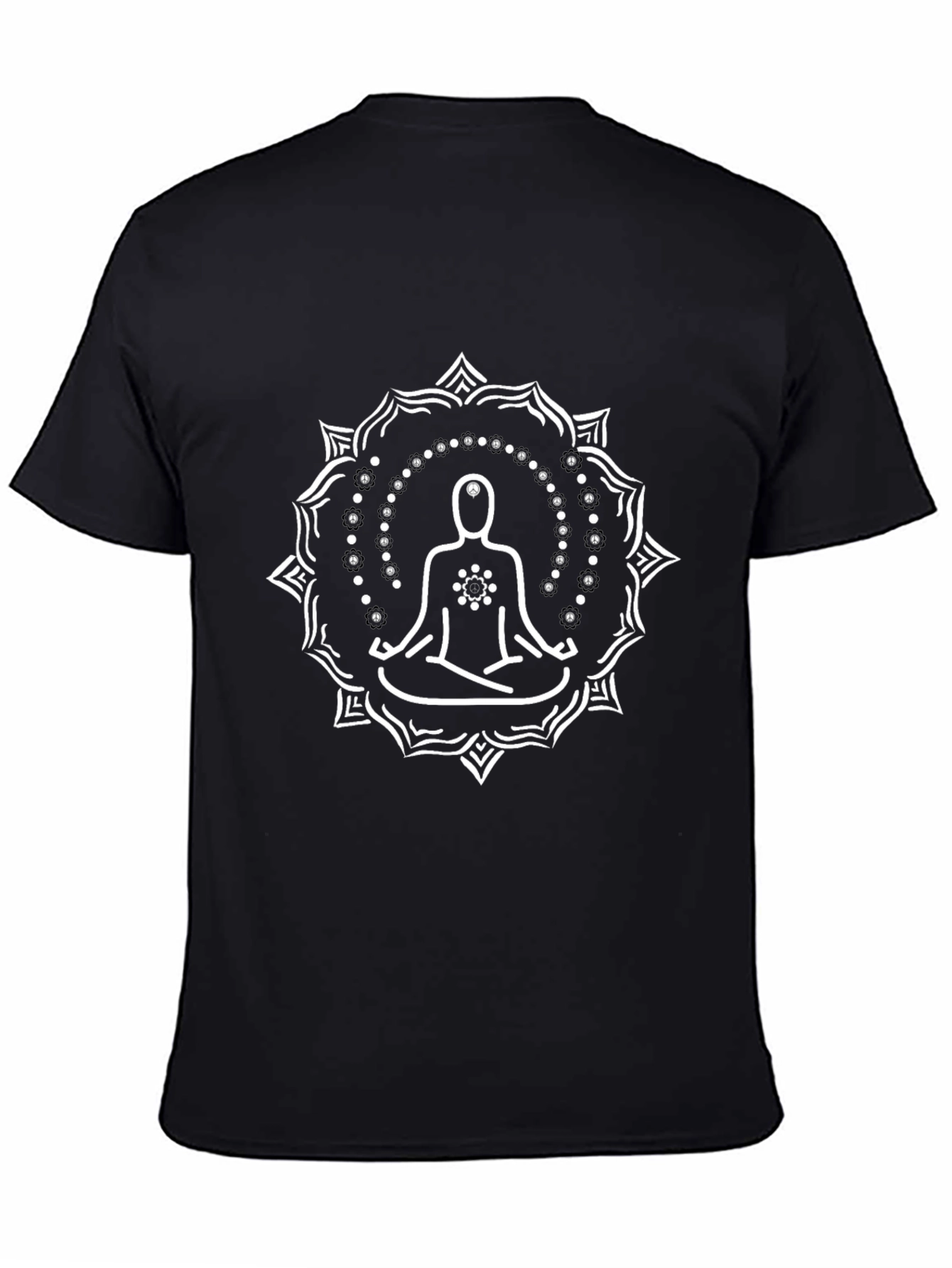 Meditate in Style: Black T-Shirt with Mandala Design