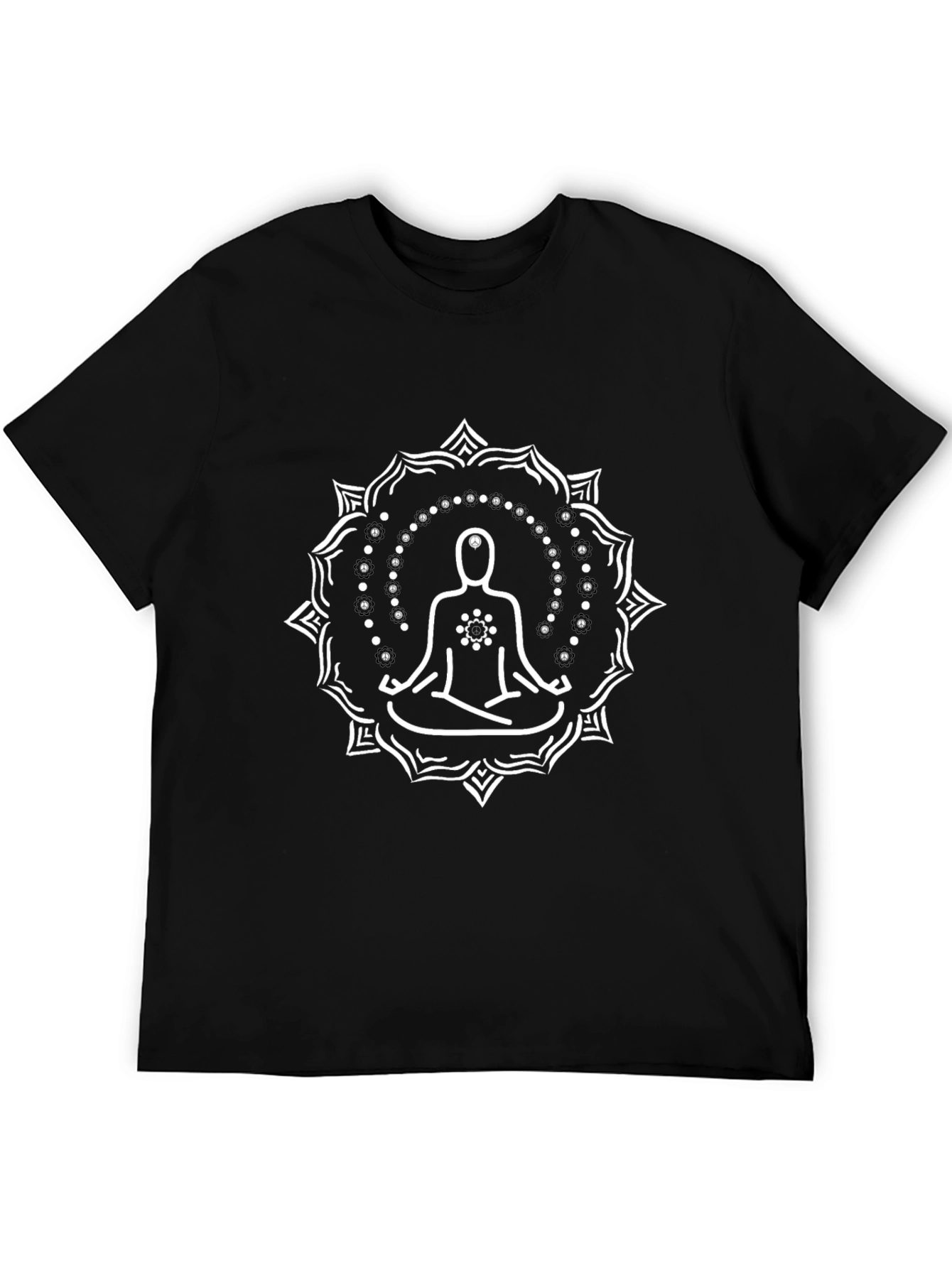 Meditate in Style: Black T-Shirt with Mandala Design