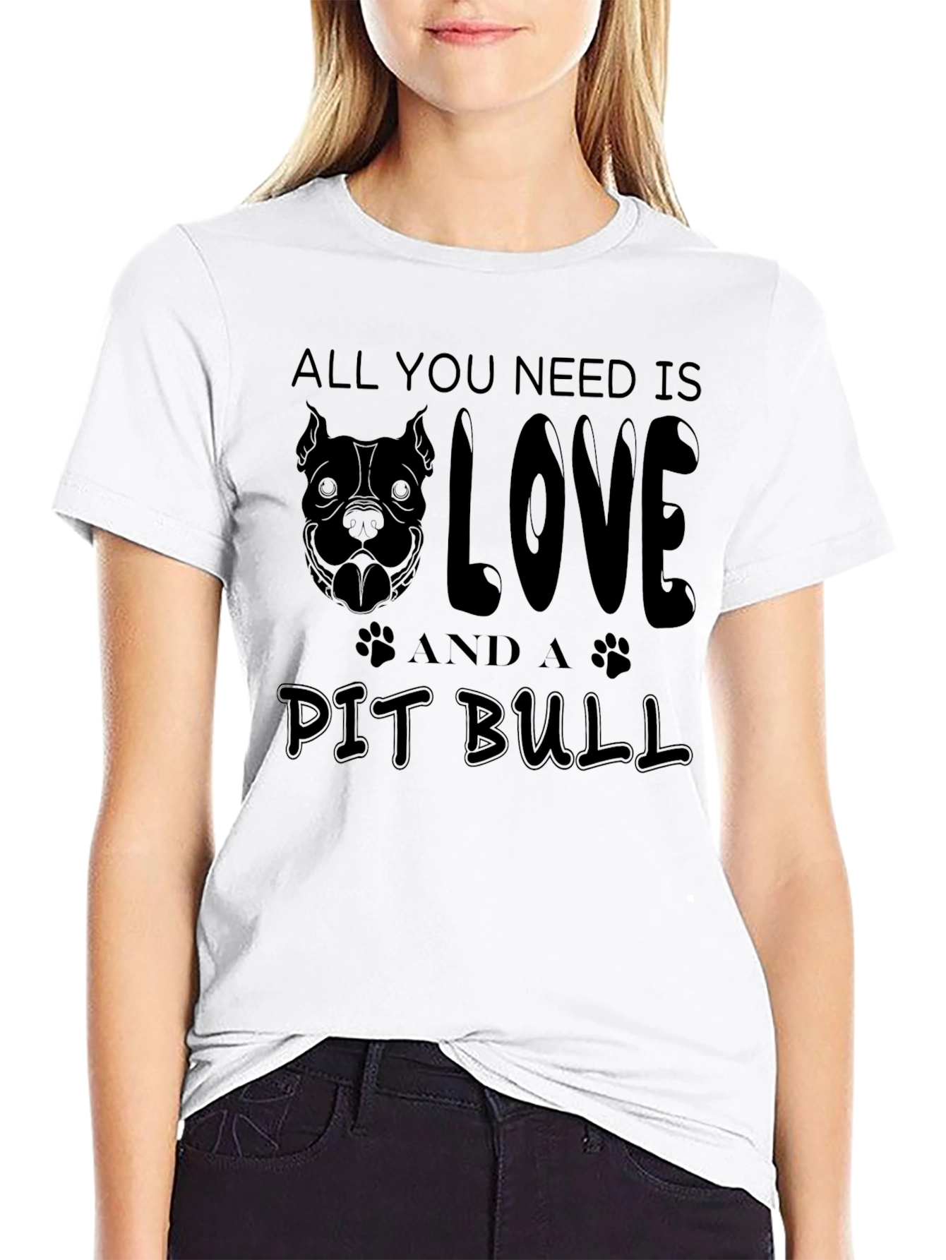 Love and a Pit Bull T-Shirt - Black