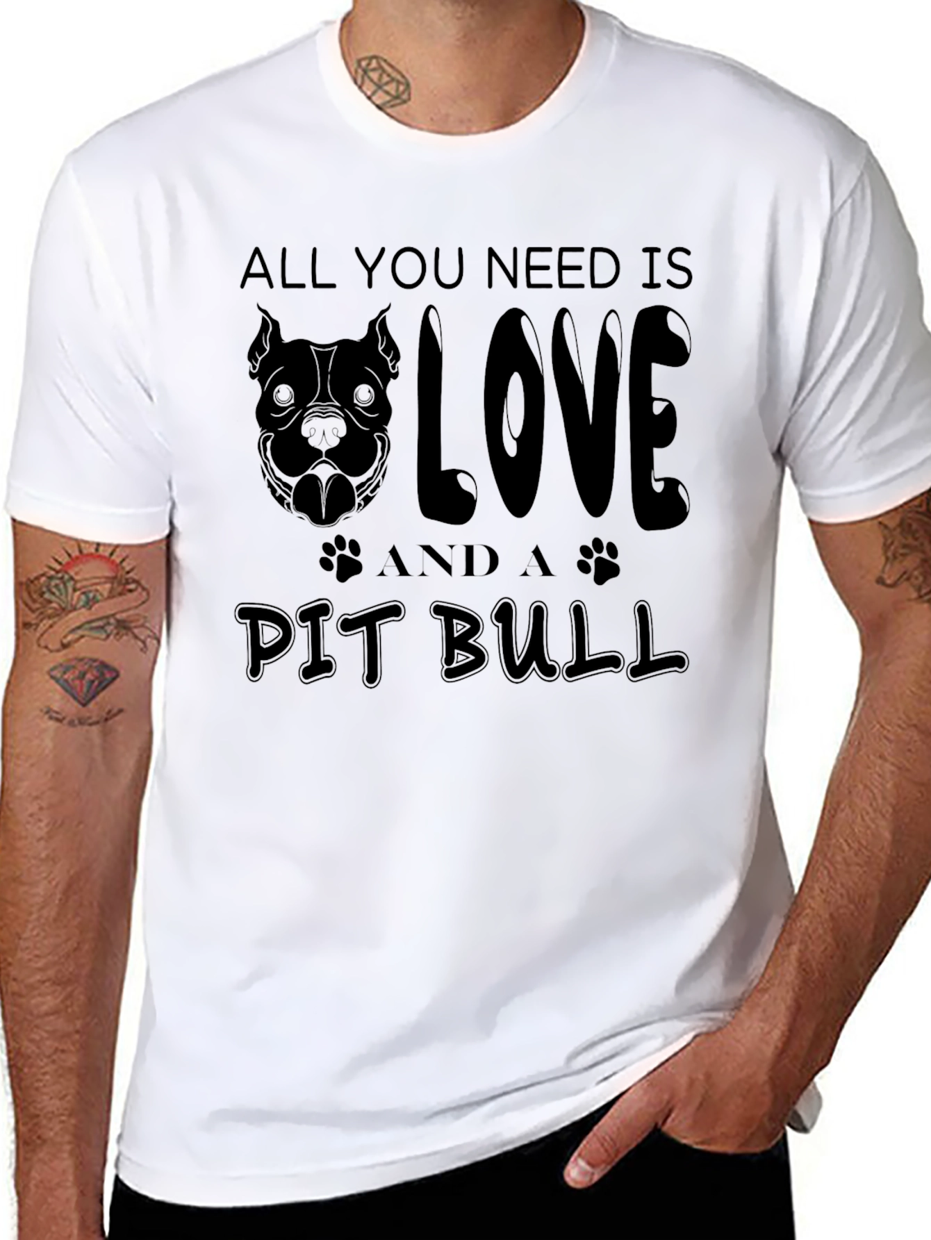 Love and a Pit Bull T-Shirt - Black
