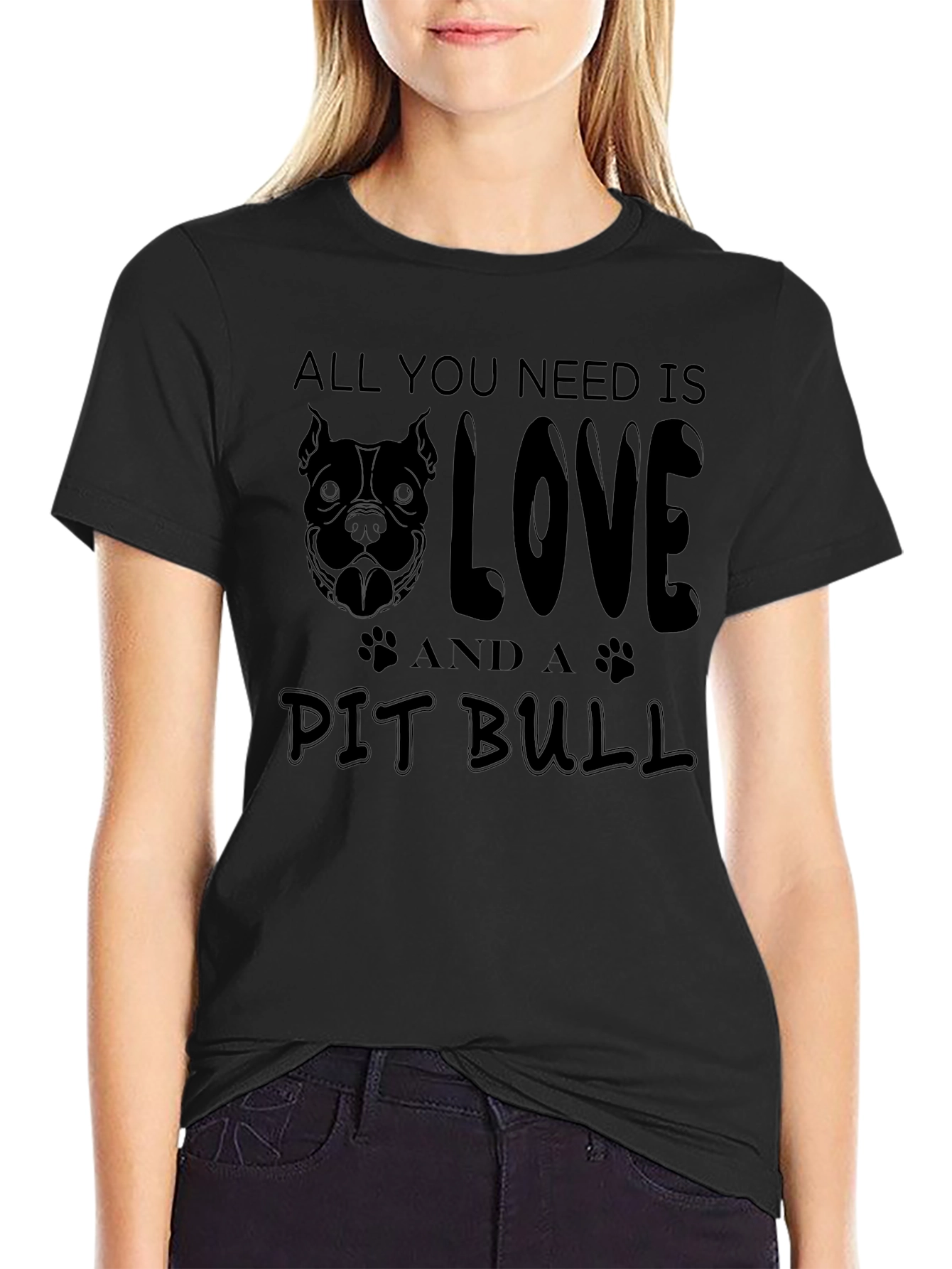 Love and a Pit Bull T-Shirt - Black