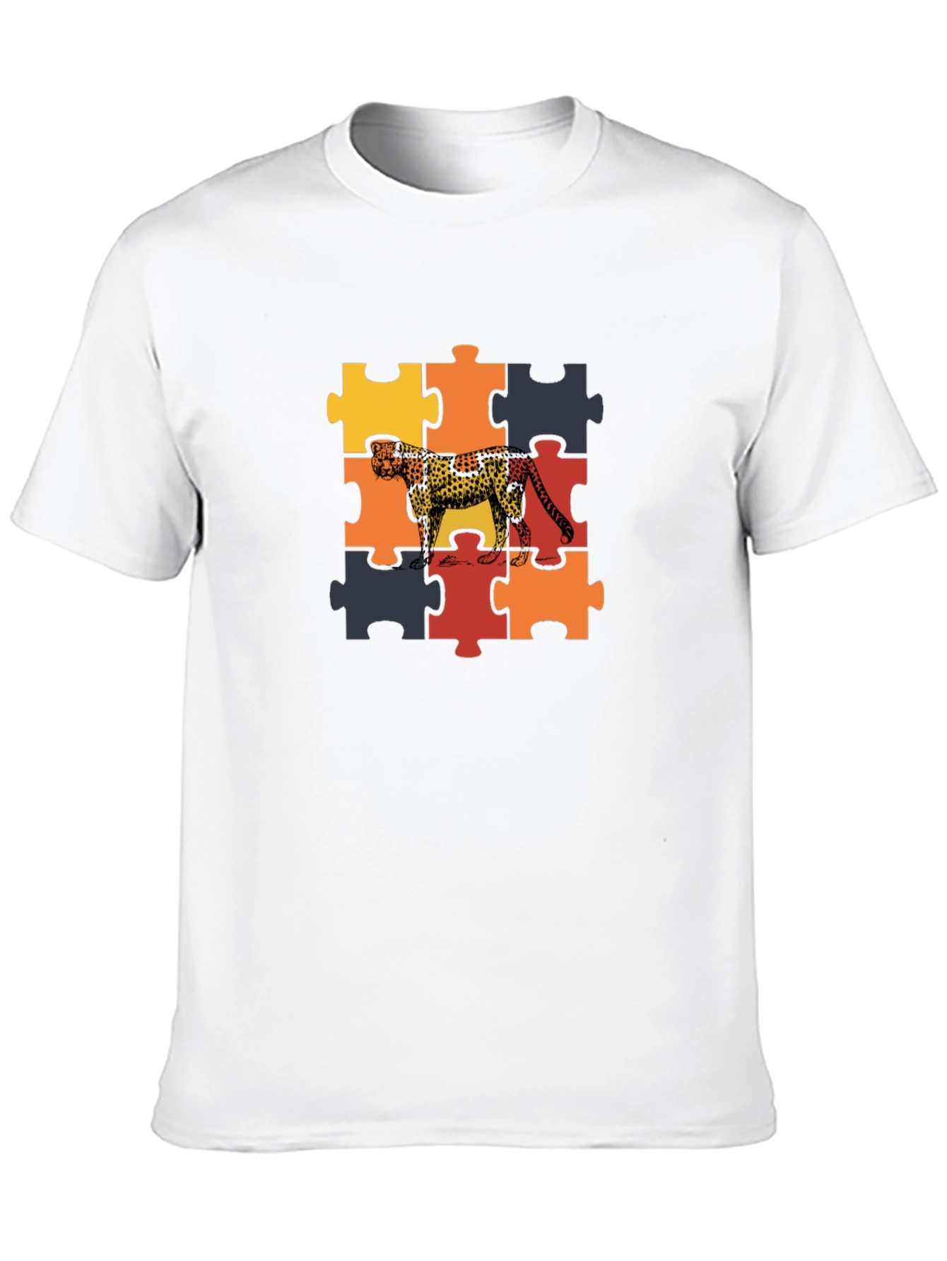 Cheetah Puzzle Graphic Tee - Black Unisex T-Shirt