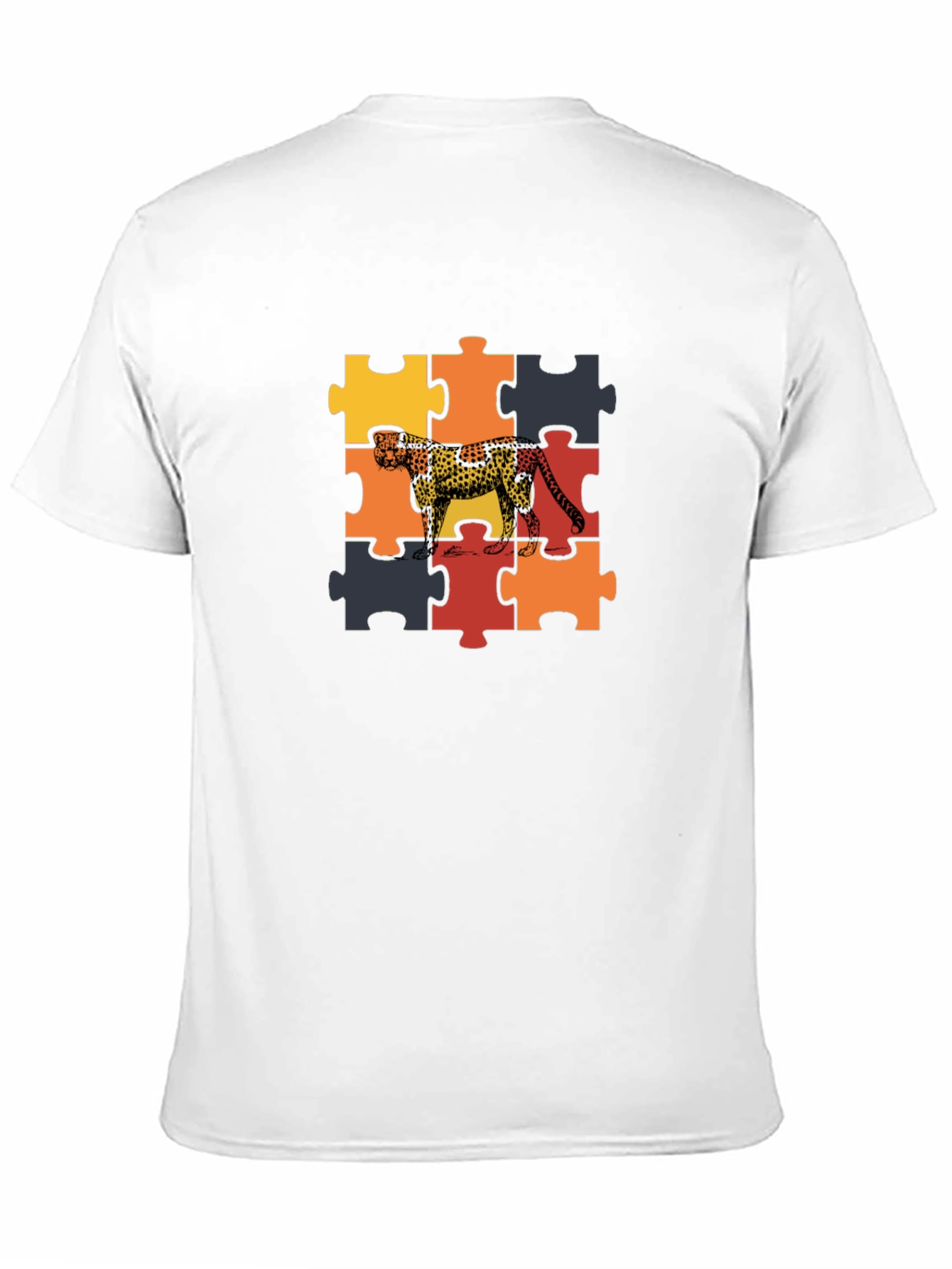 Cheetah Puzzle Graphic Tee - Black Unisex T-Shirt