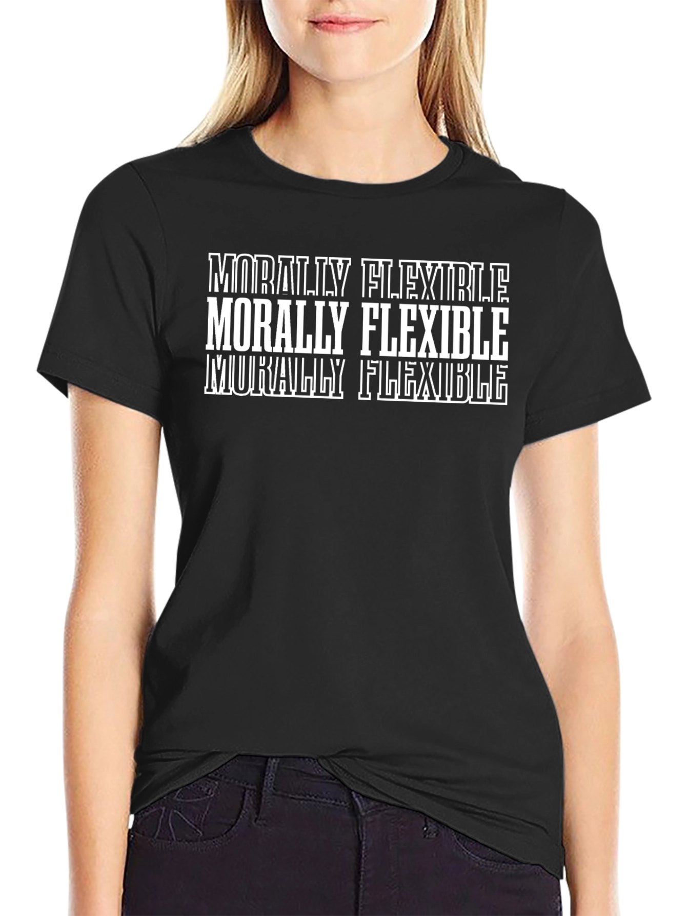 Morally Flexible Graphic Tee - Black Cotton T-Shirt
