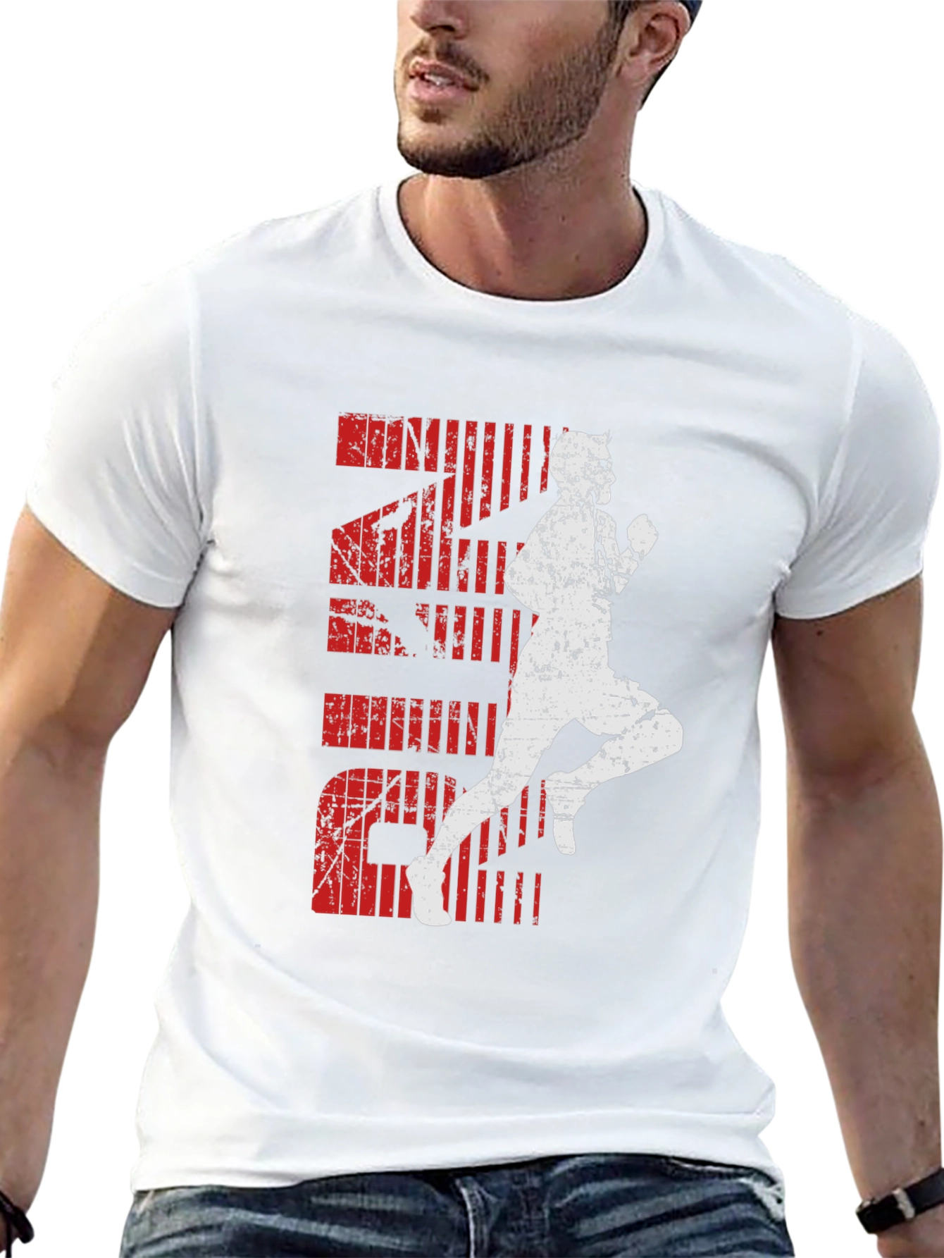 Distressed Runner Graphic T-Shirt - Black