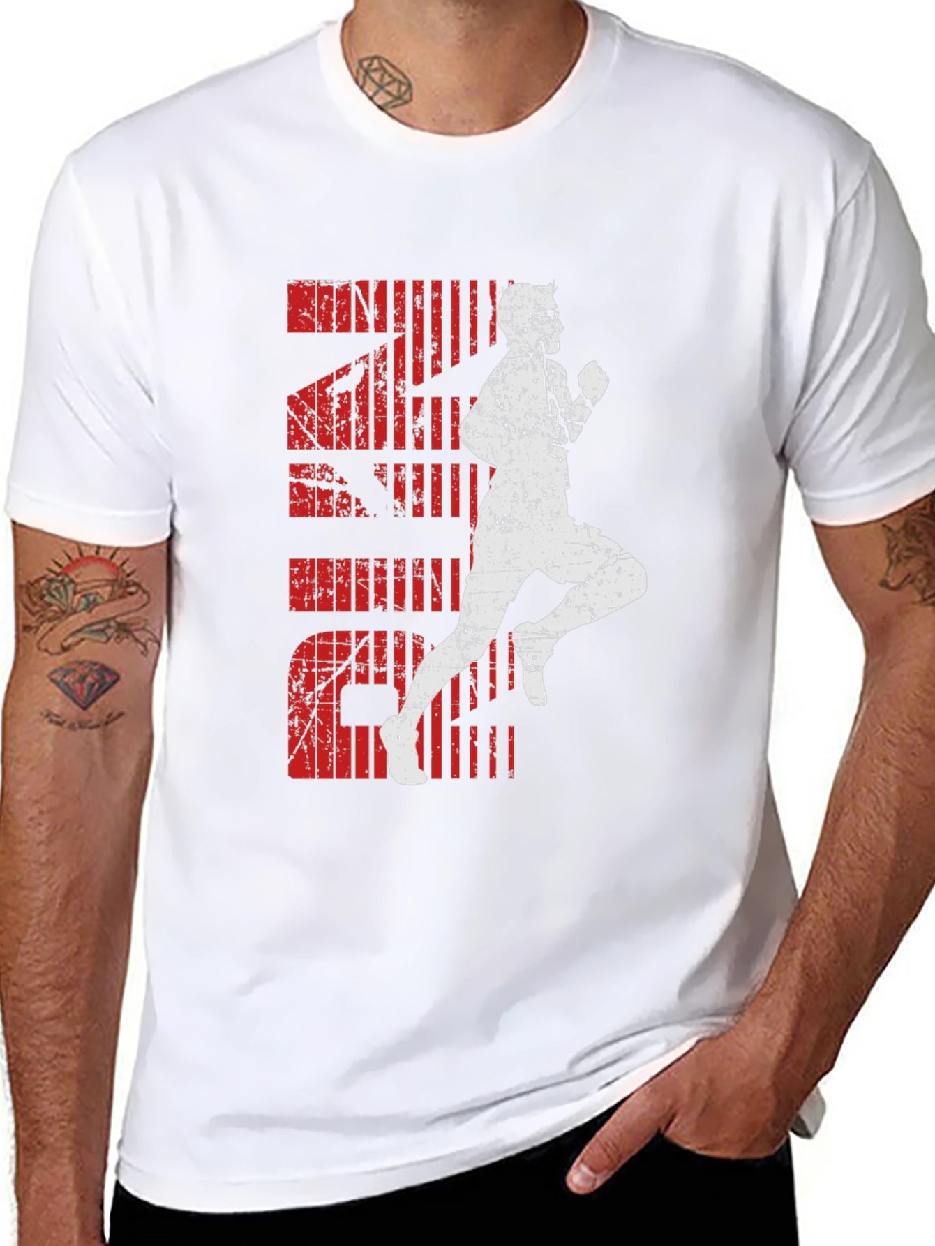Distressed Runner Graphic T-Shirt - Black