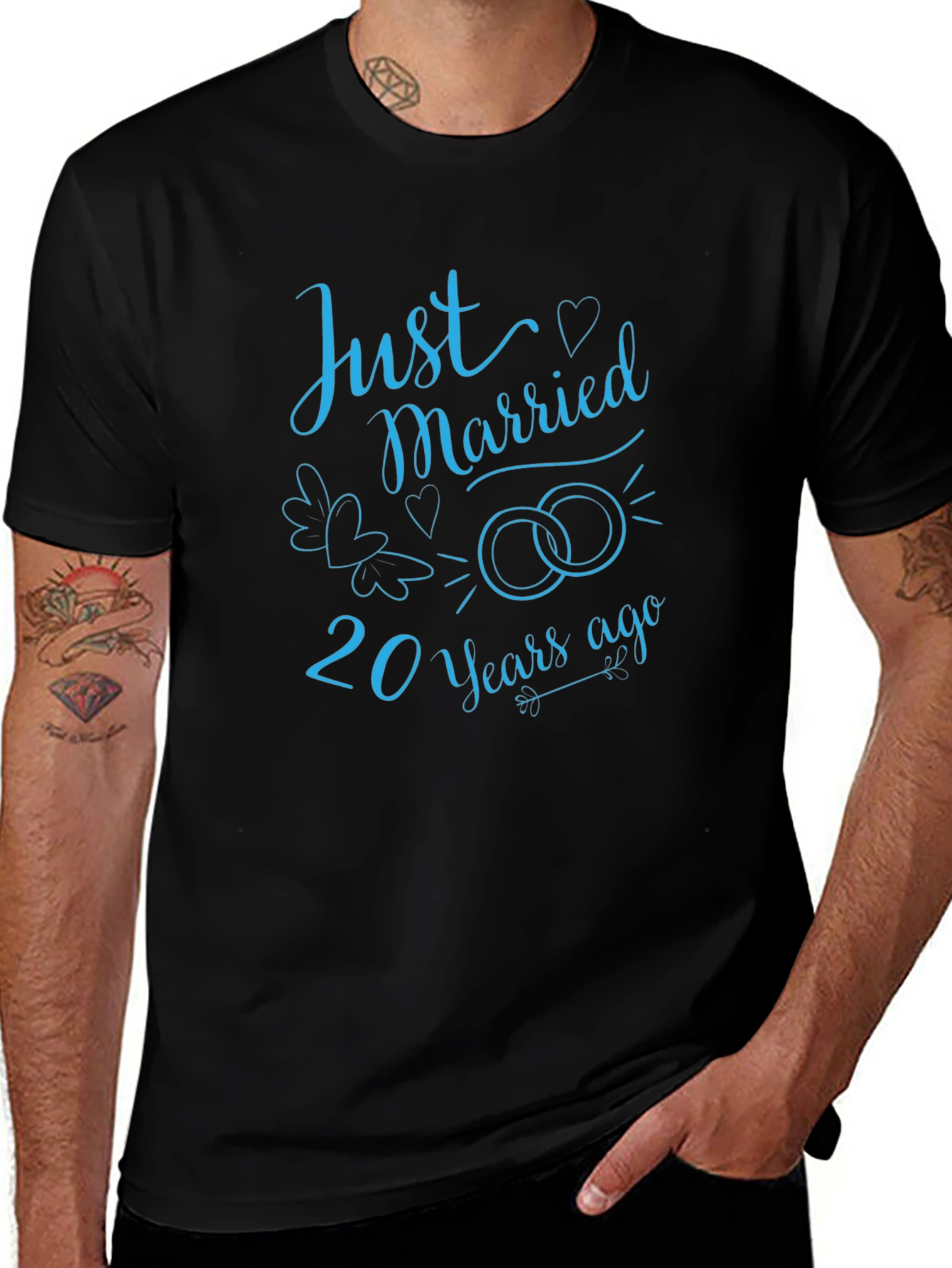 Just Married 20 Years Ago Black T-Shirt