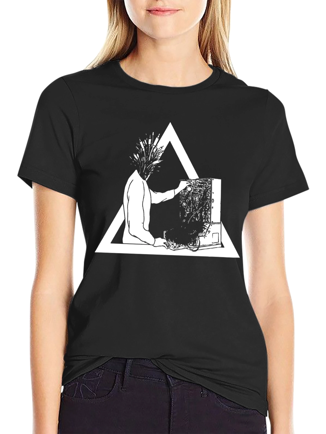 Abstract Graphic Tee - Black Cotton Blend Shirt