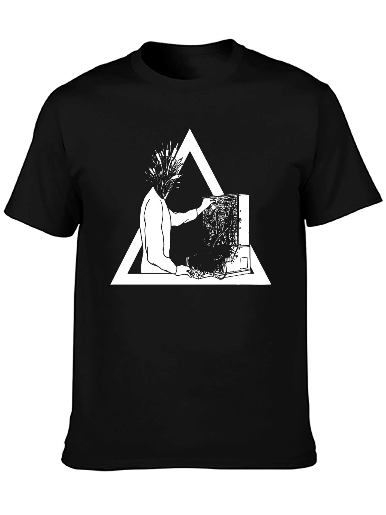 Abstract Graphic Tee - Black Cotton Blend Shirt