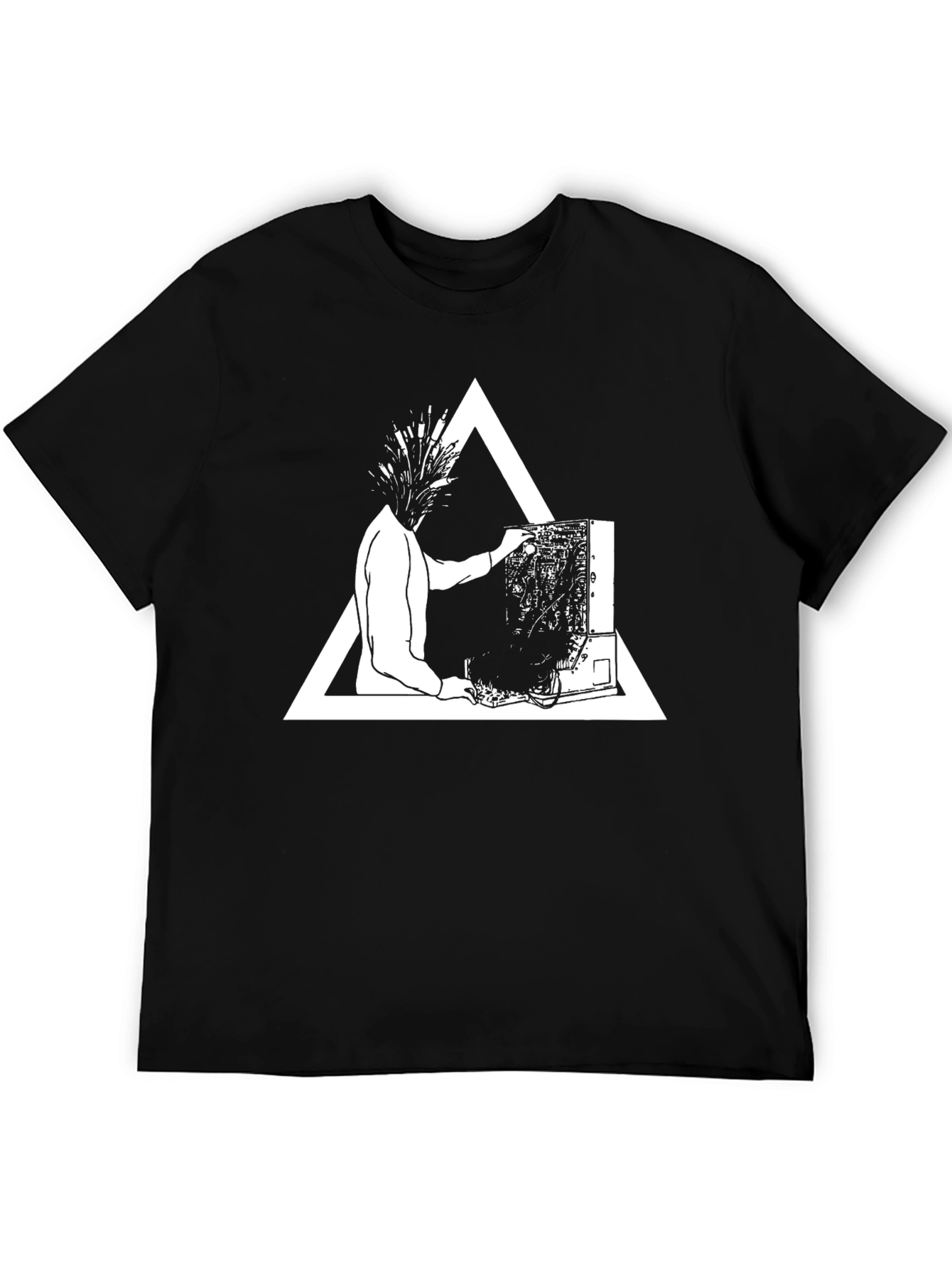 Abstract Graphic Tee - Black Cotton Blend Shirt