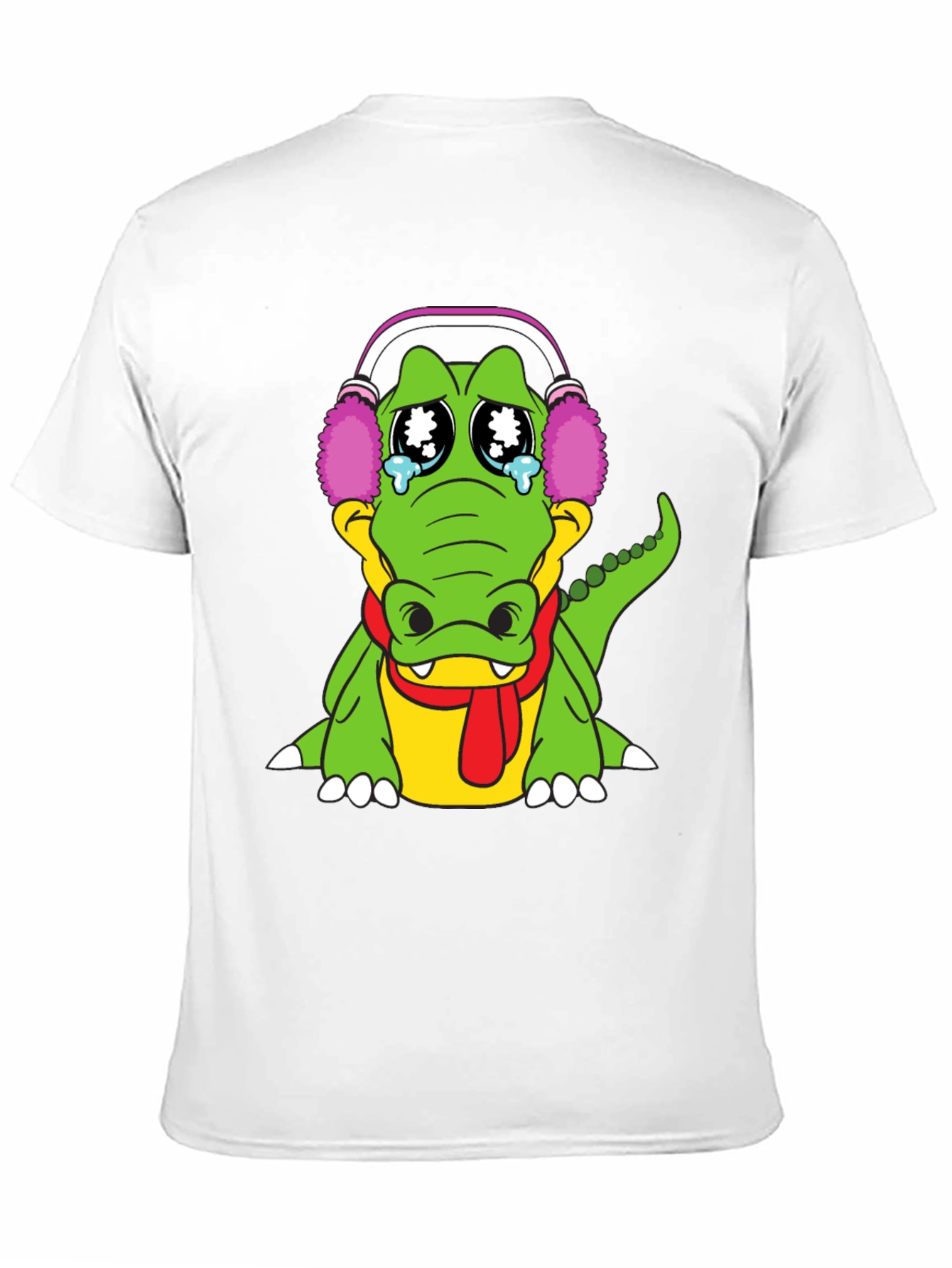 Crying Alligator with Earmuffs Graphic Tee