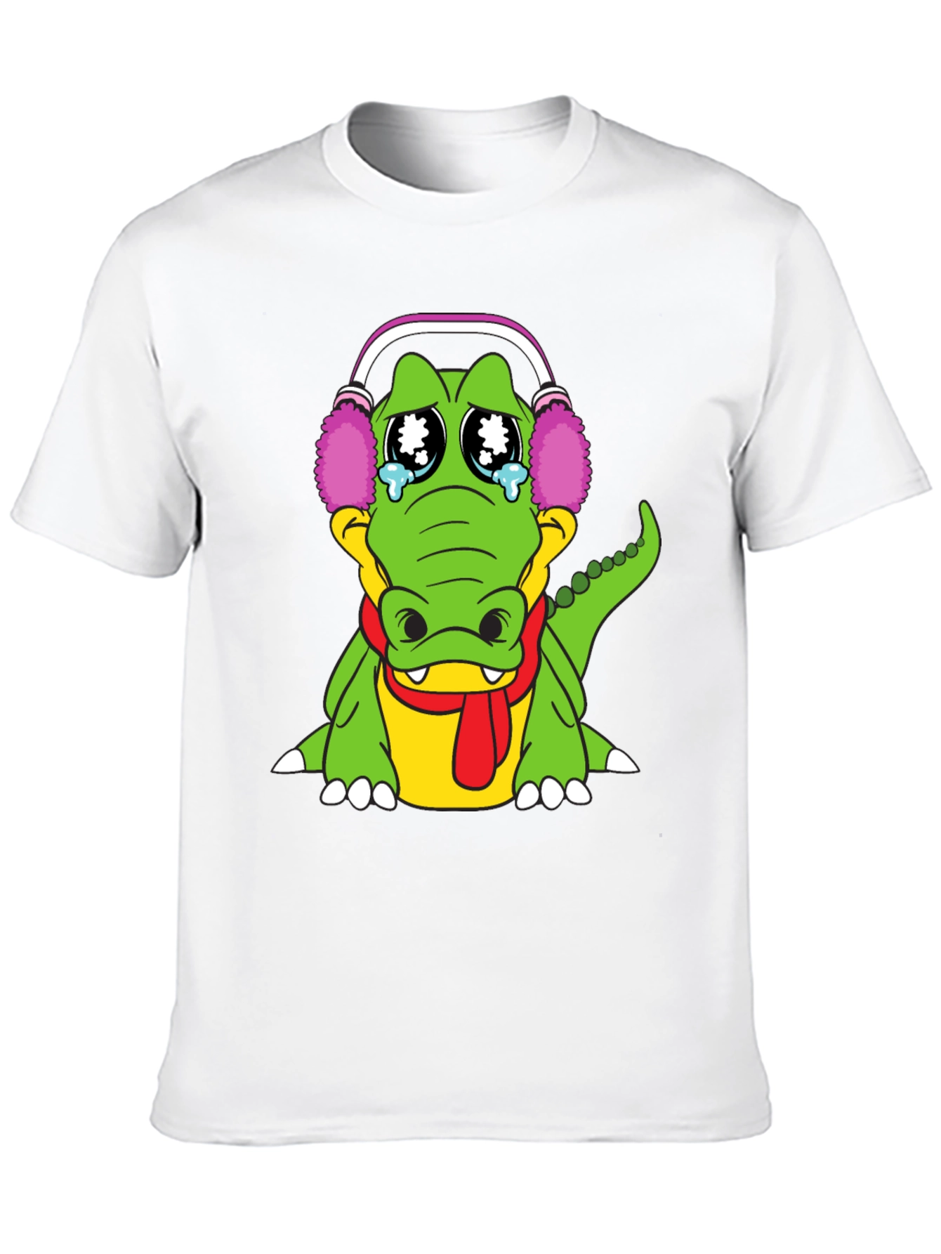 Crying Alligator with Earmuffs Graphic Tee