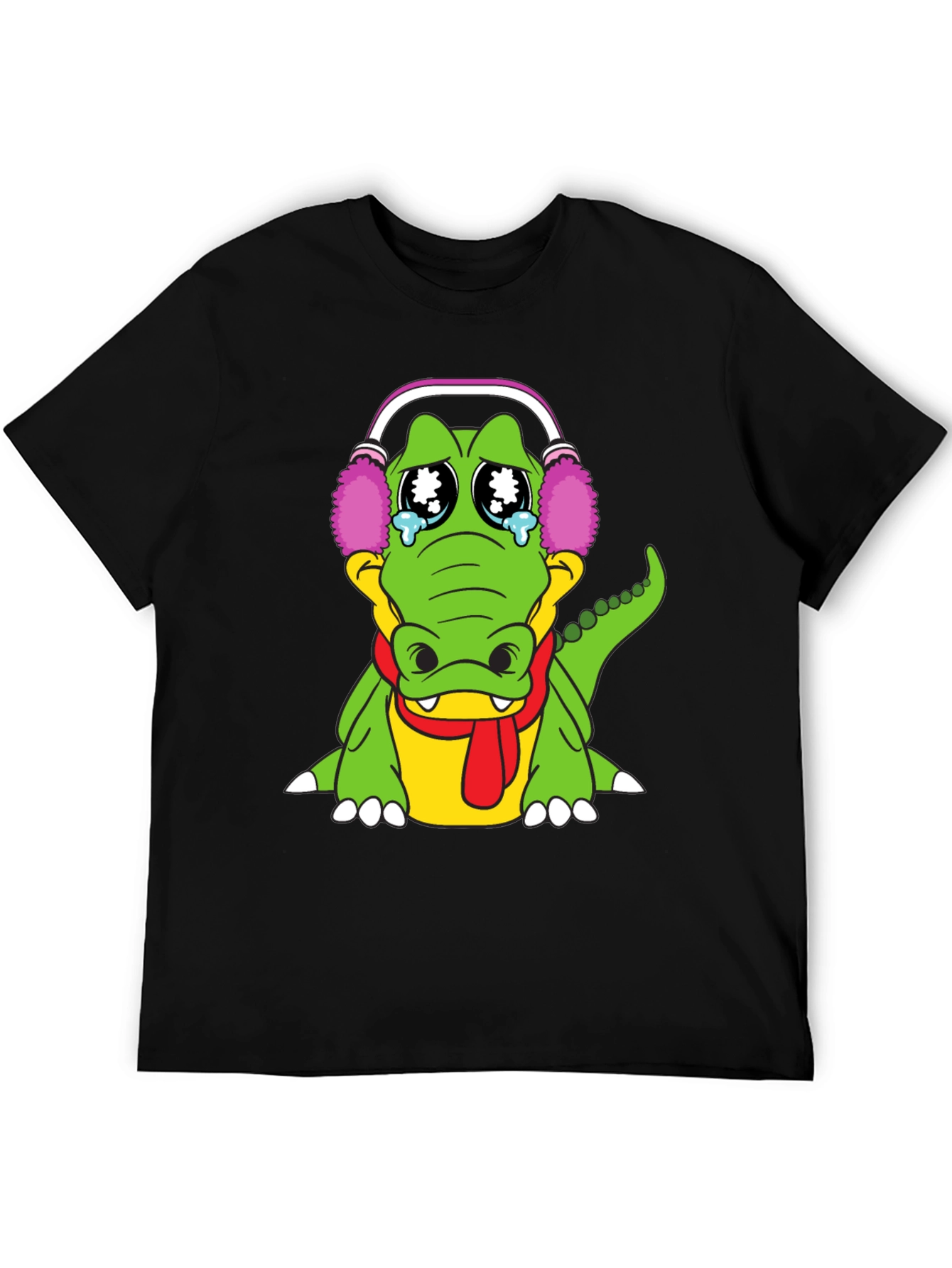 Crying Alligator with Earmuffs Graphic Tee