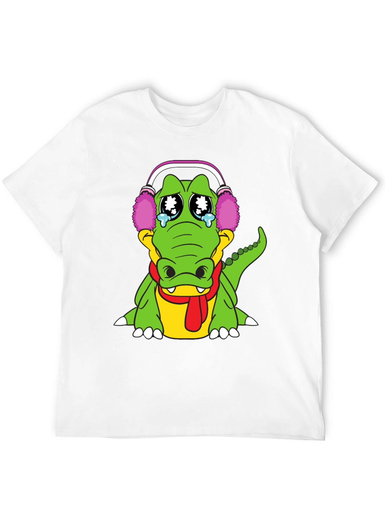 Crying Alligator with Earmuffs Graphic Tee