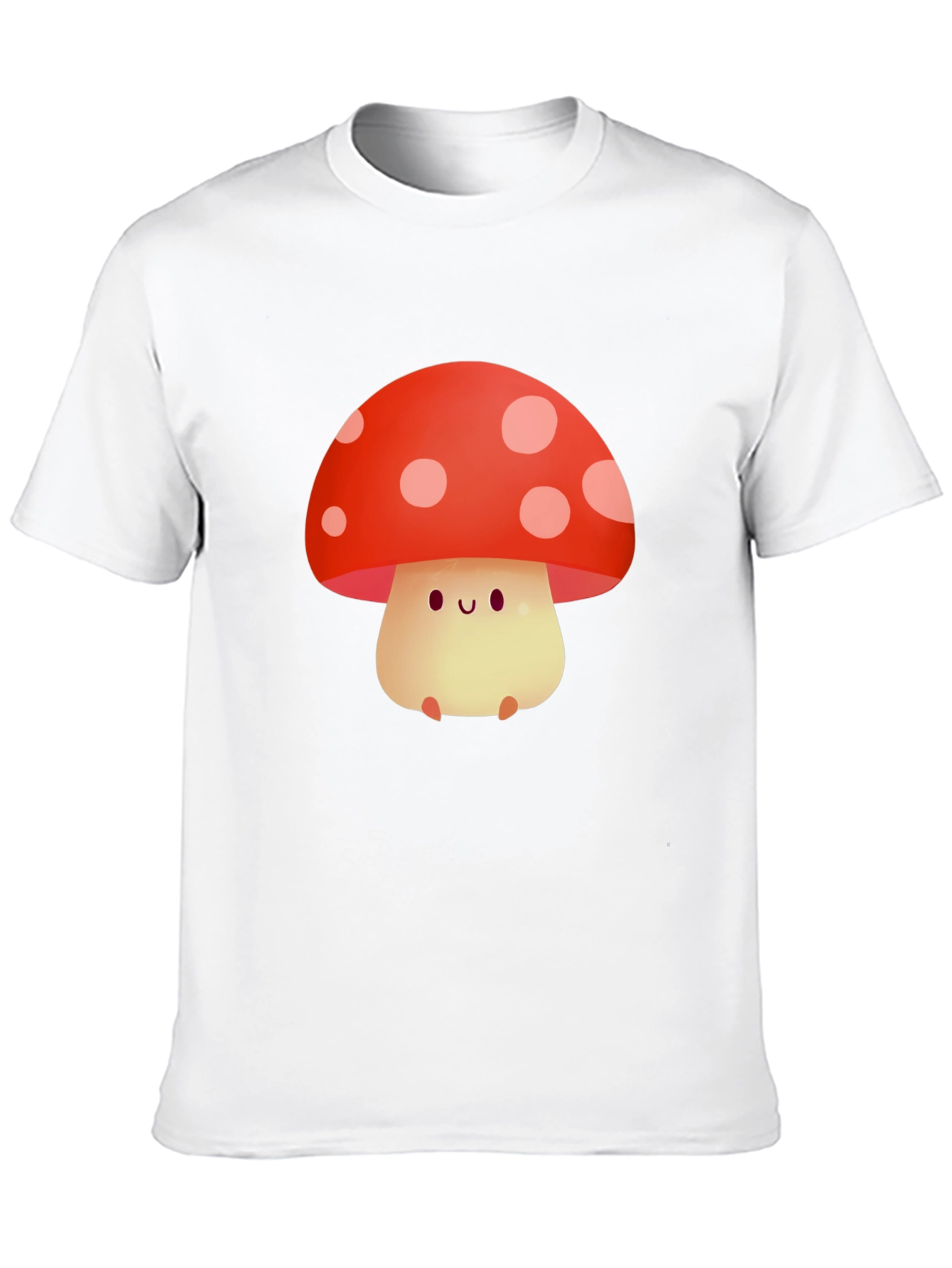 Cute Mushroom Graphic Tee - Black Cotton T-Shirt