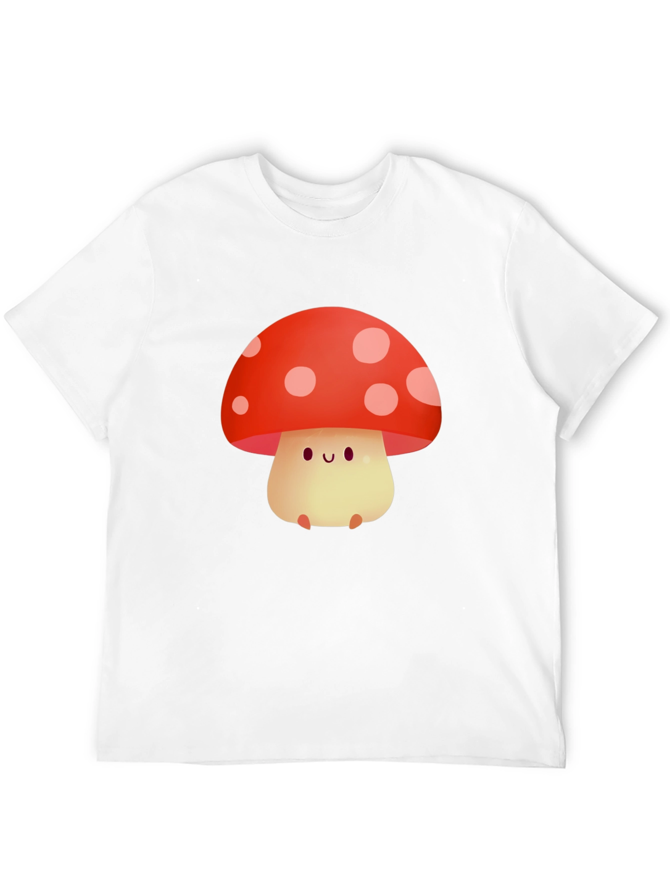 Cute Mushroom Graphic Tee - Black Cotton T-Shirt