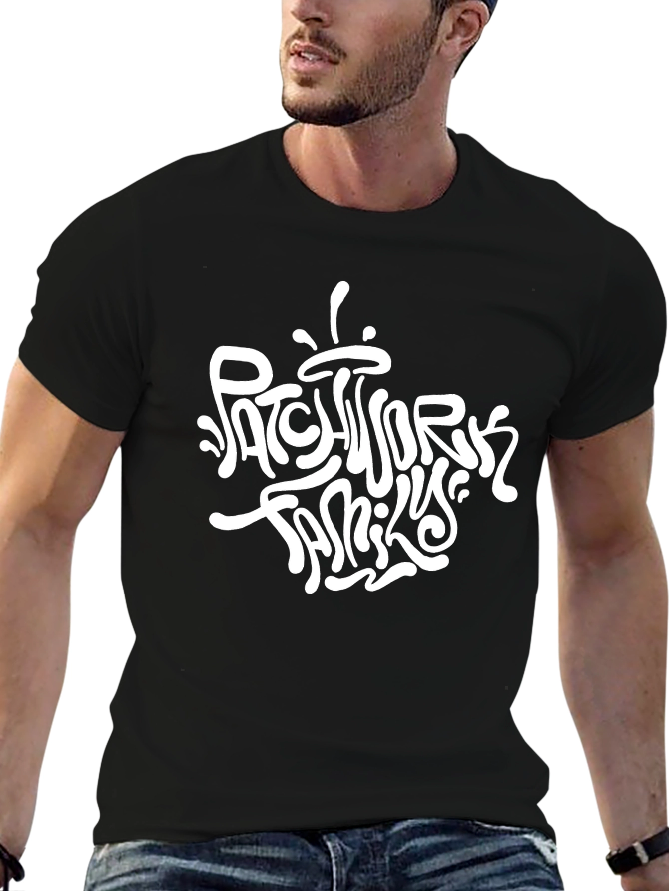Patchwork Family Black Graphic T-Shirt