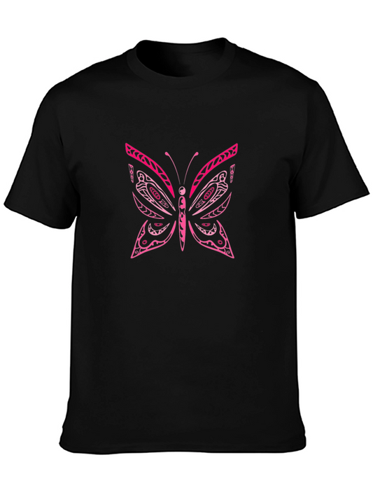 Butterfly Graphic Tee - Black Cotton T-Shirt