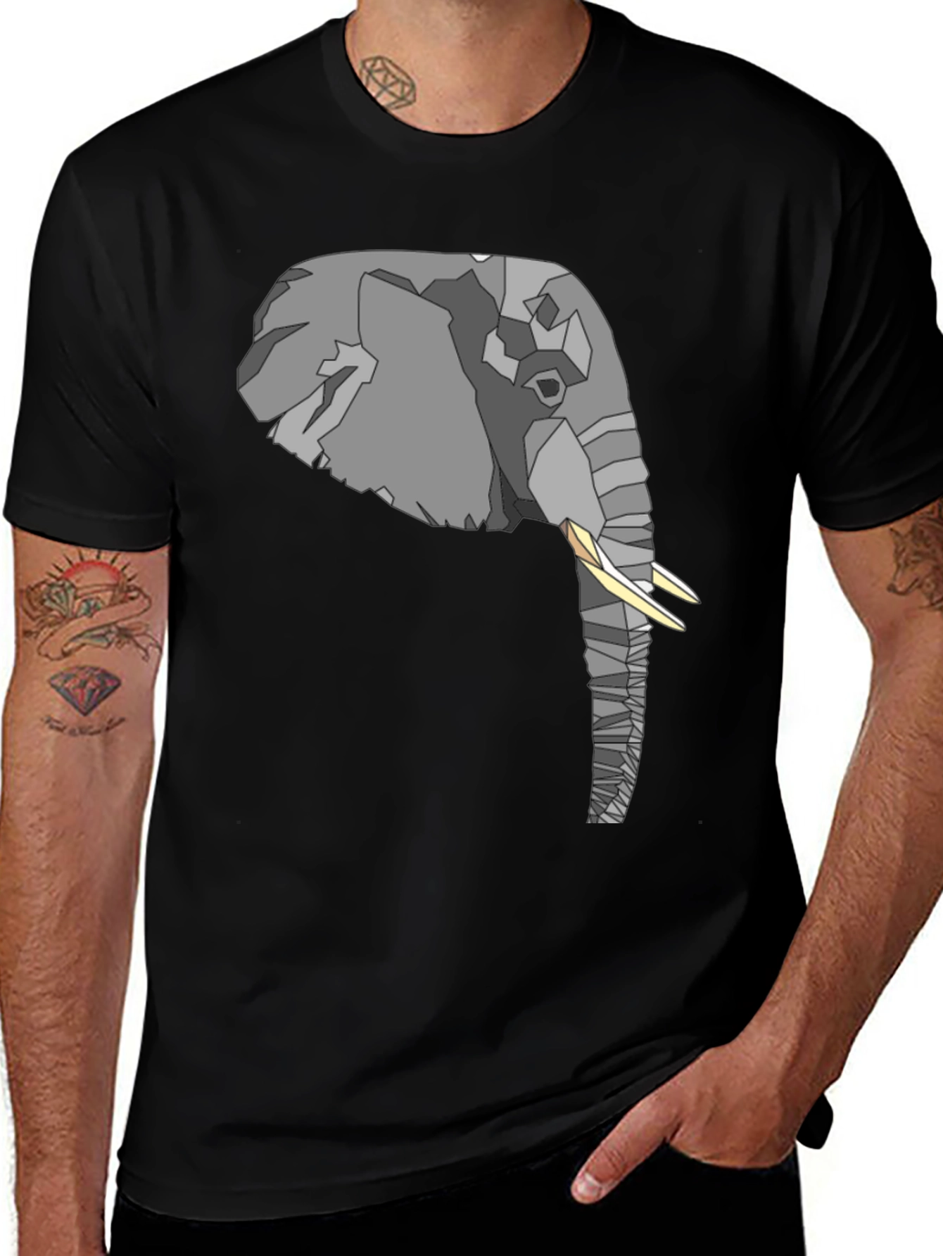 Elephant Graphic T-Shirt - Stylish Mens Black Tee