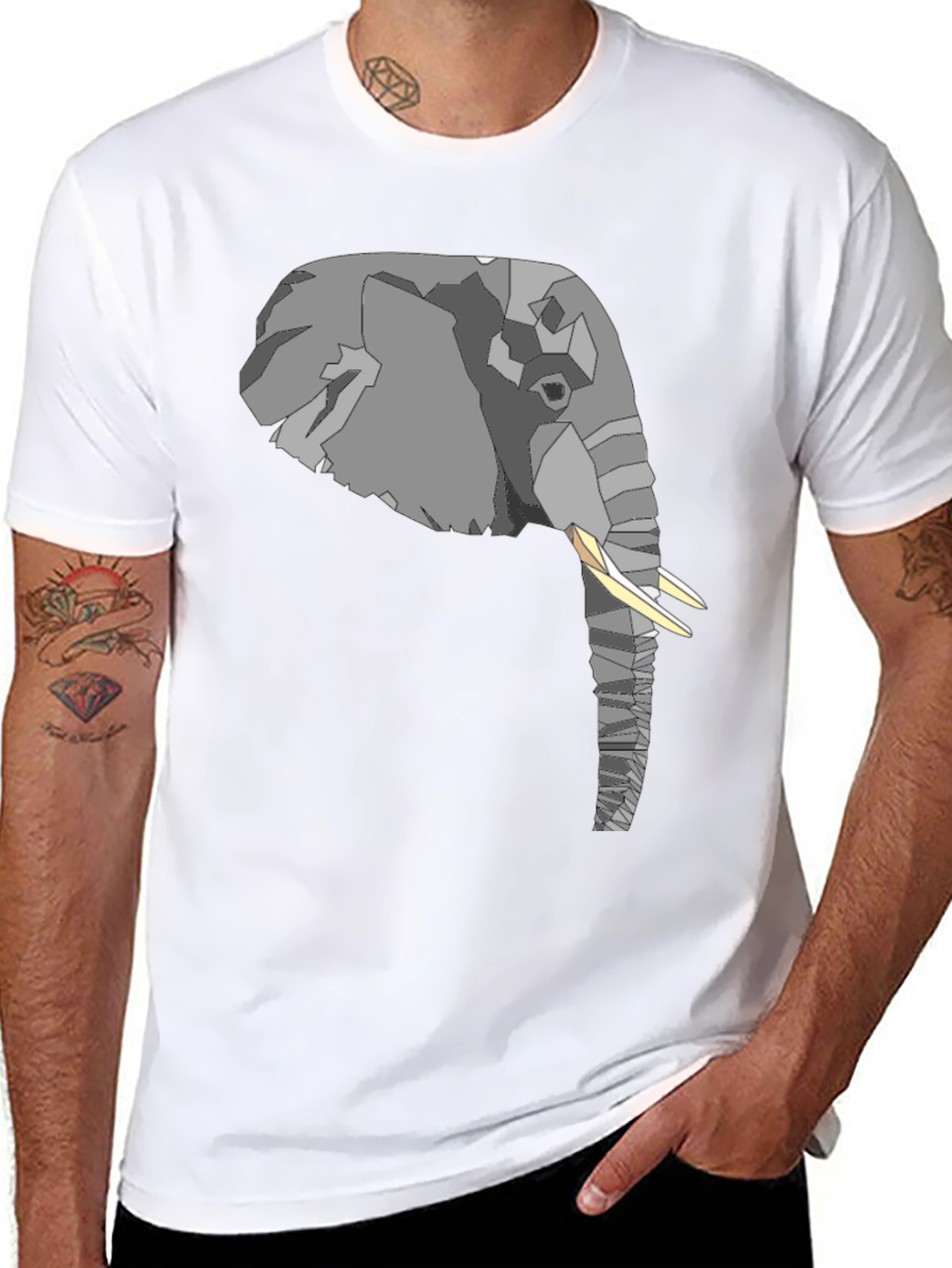 Elephant Graphic T-Shirt - Stylish Mens Black Tee