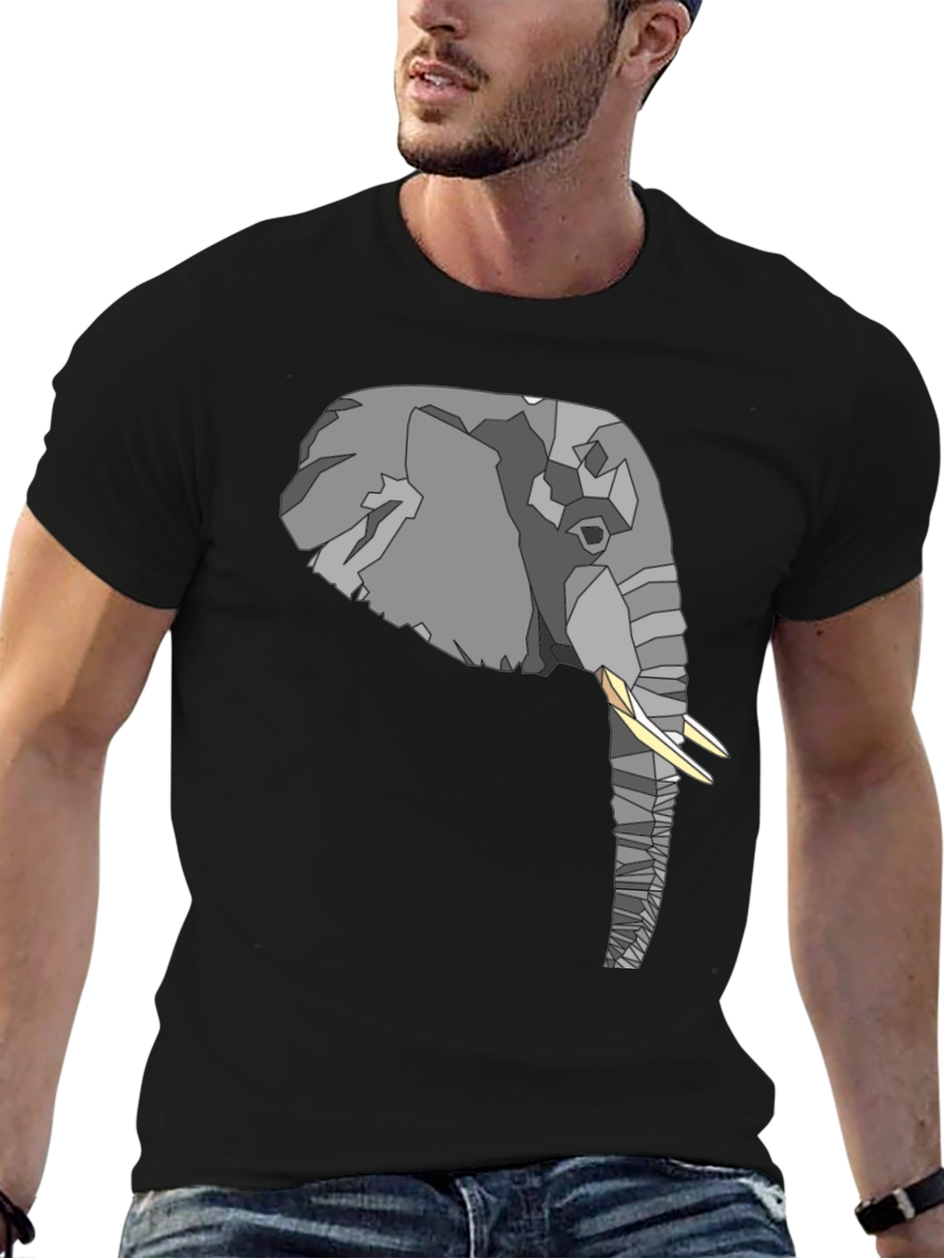 Elephant Graphic T-Shirt - Stylish Mens Black Tee