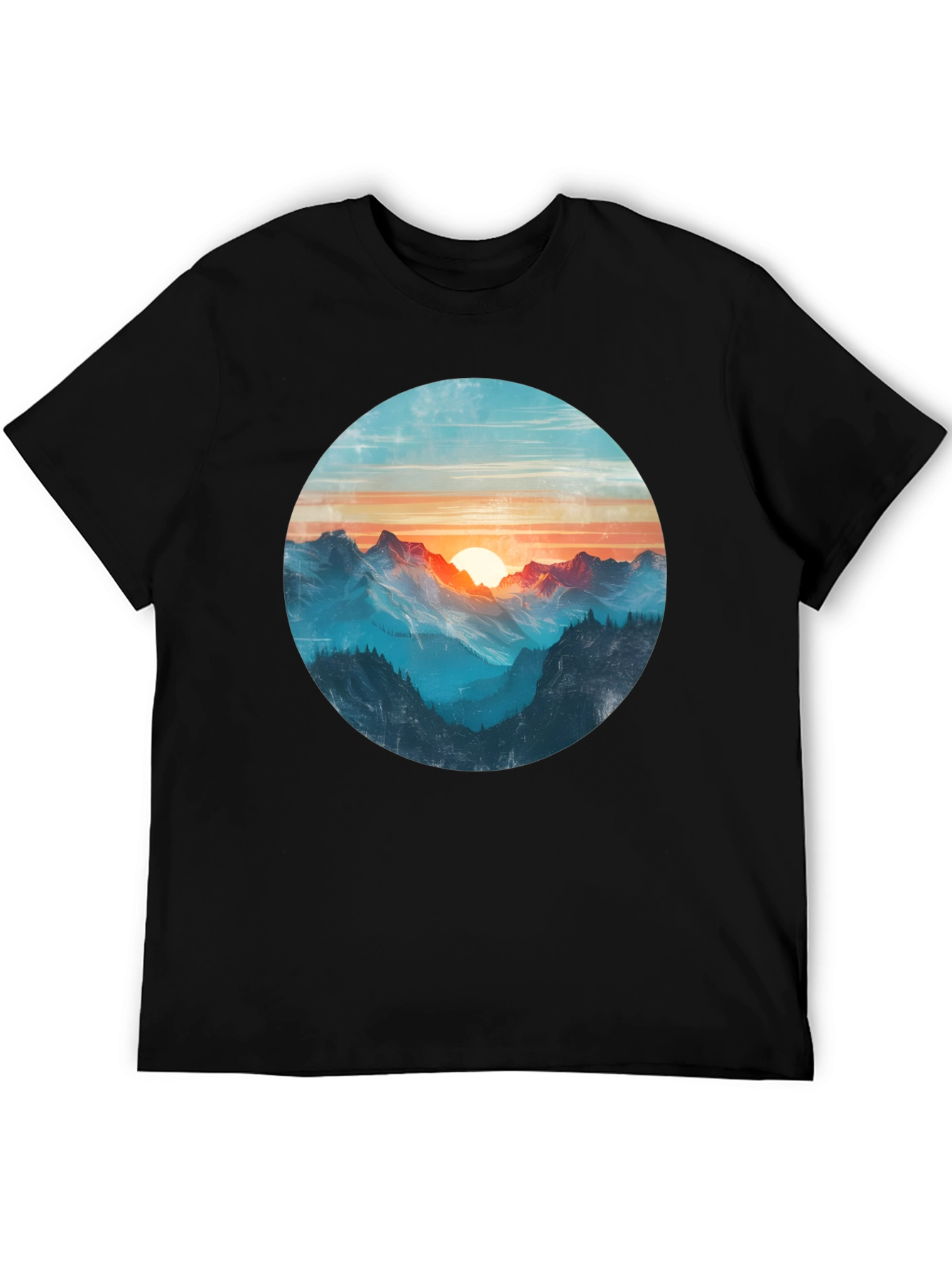 Mountain Sunset Graphic Tee - Black