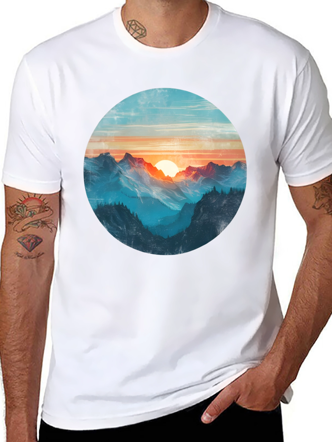 Mountain Sunset Graphic Tee - Black