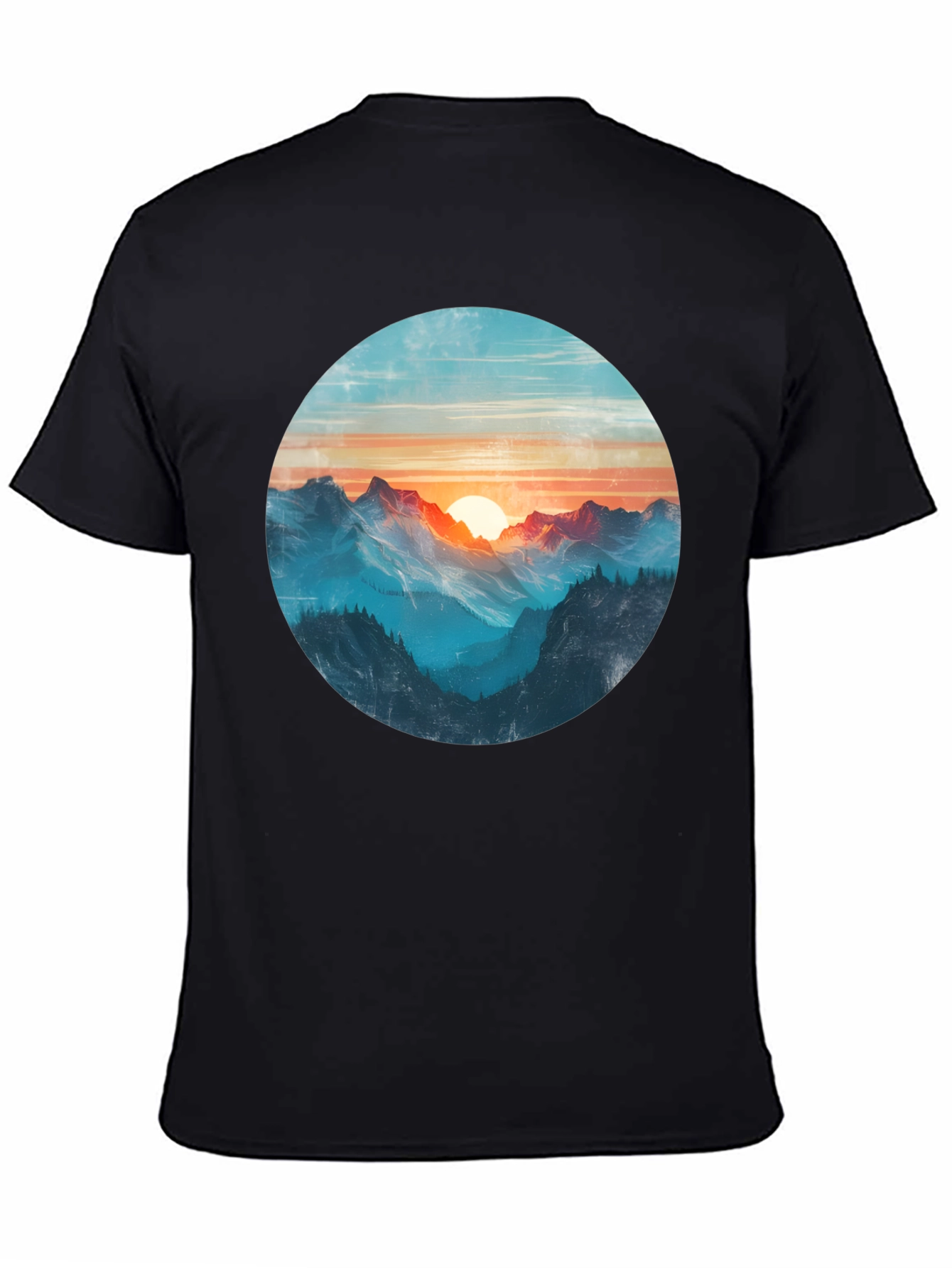 Mountain Sunset Graphic Tee - Black