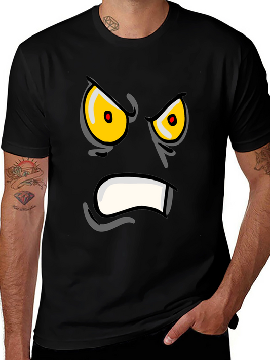 Angry Face Graphic Print Black T-Shirt