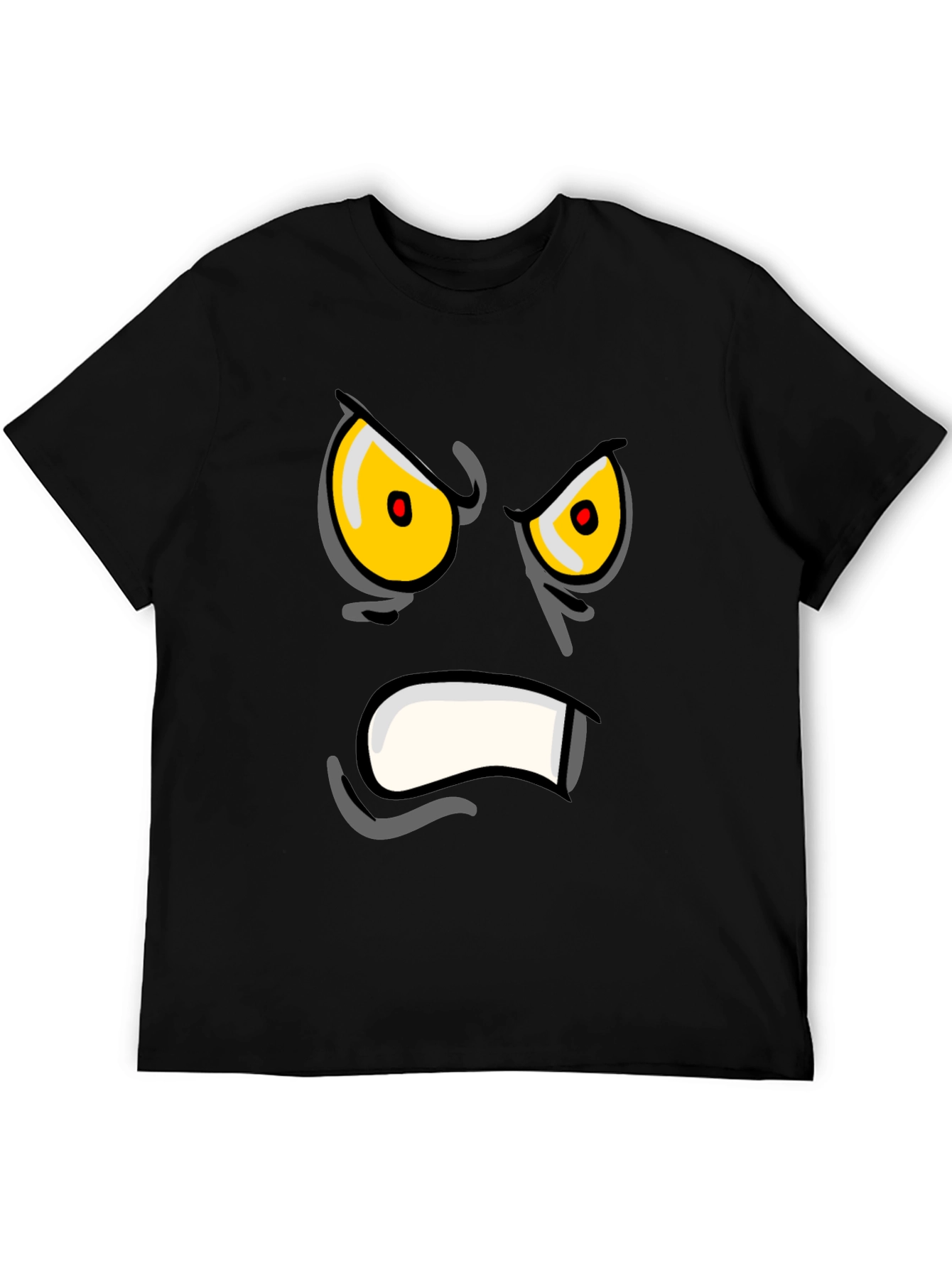 Angry Face Graphic Print Black T-Shirt