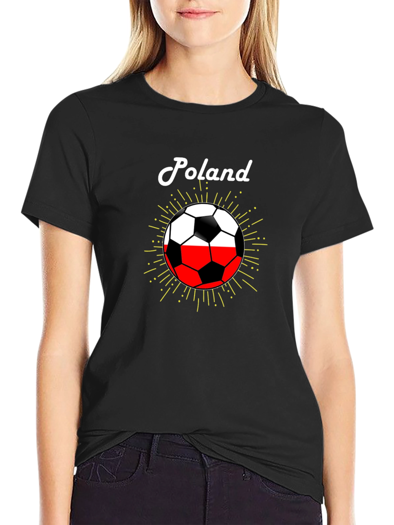 Poland Soccer Pride T-Shirt - Black Graphic Tee