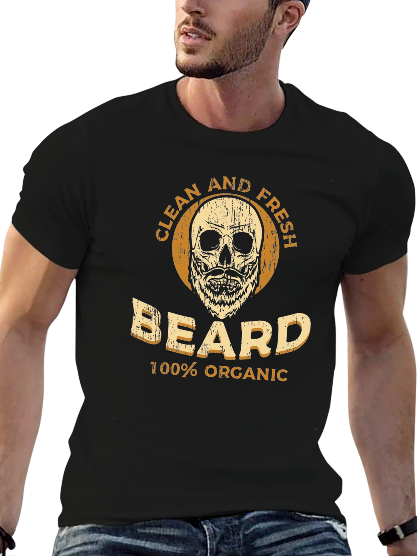 Clean and Fresh Beard Organic Skull Graphic Tee
