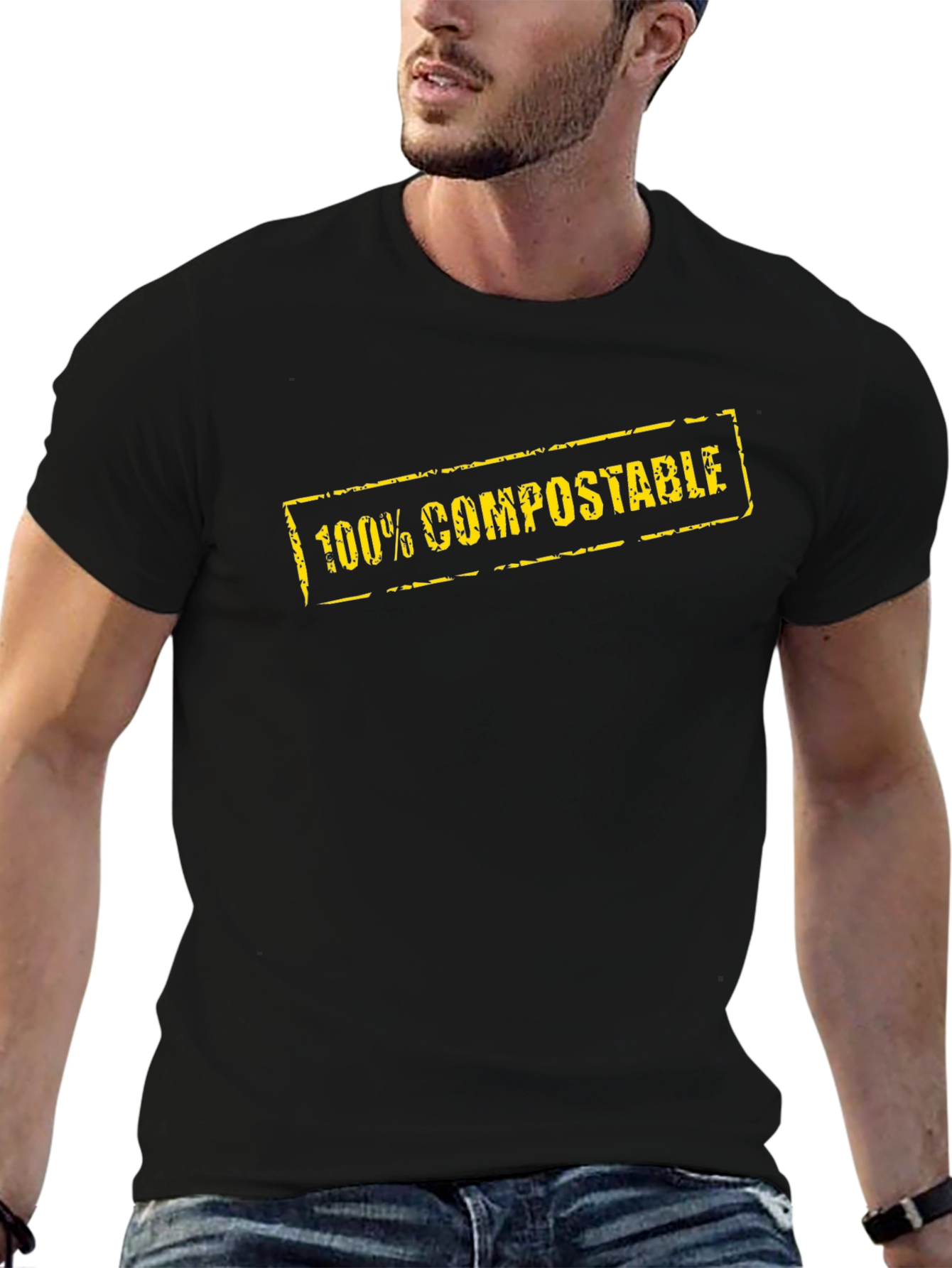 100% Compostable Graphic Tee - Eco-Friendly Black T-Shirt