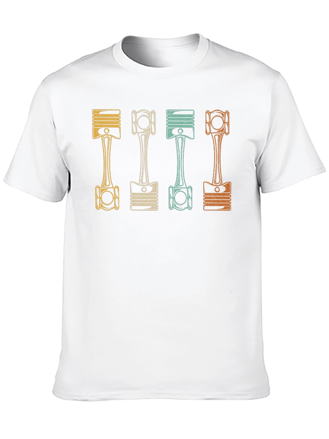 Retro Engine Pistons Graphic Tee - Black