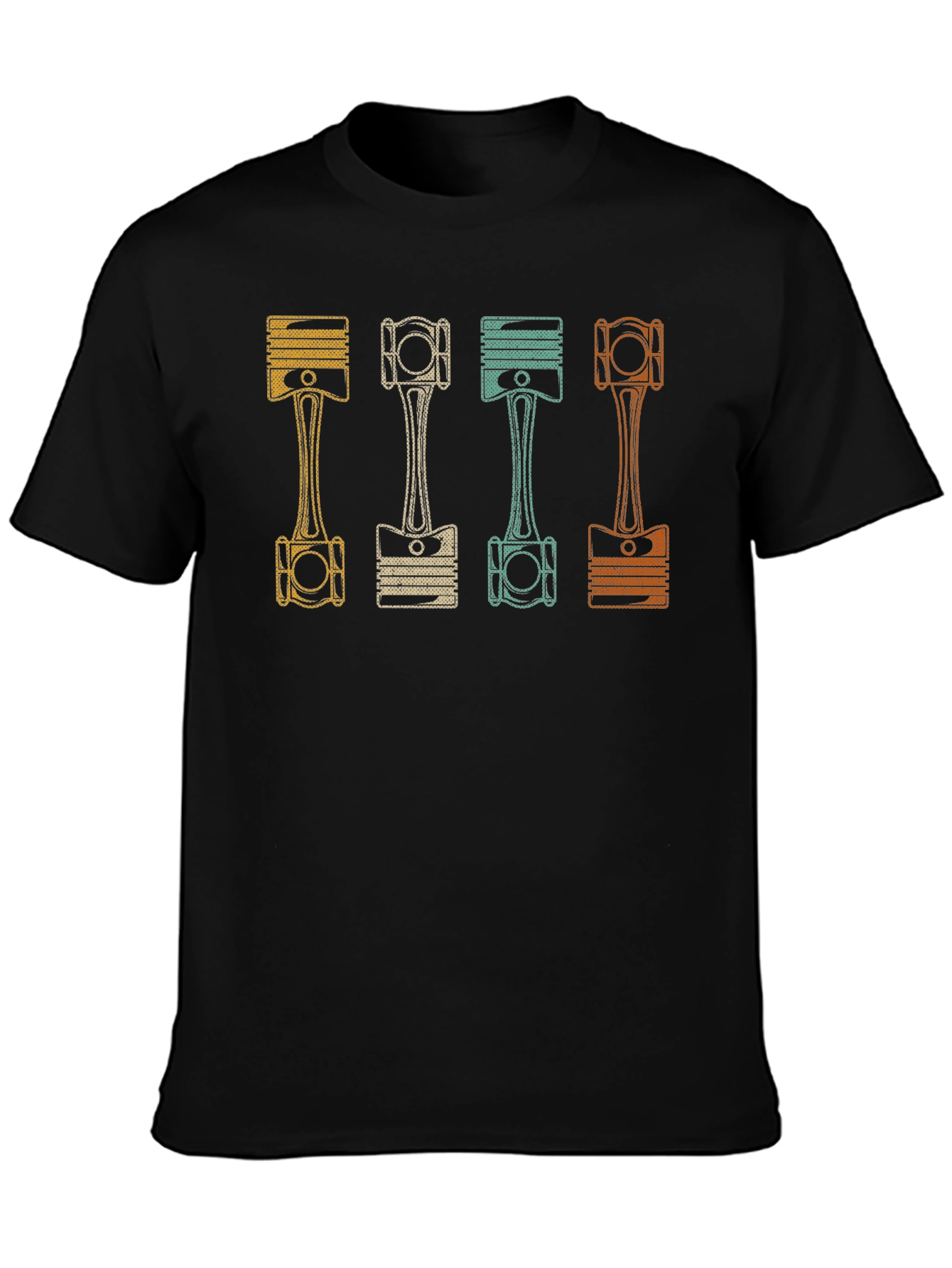 Retro Engine Pistons Graphic Tee - Black