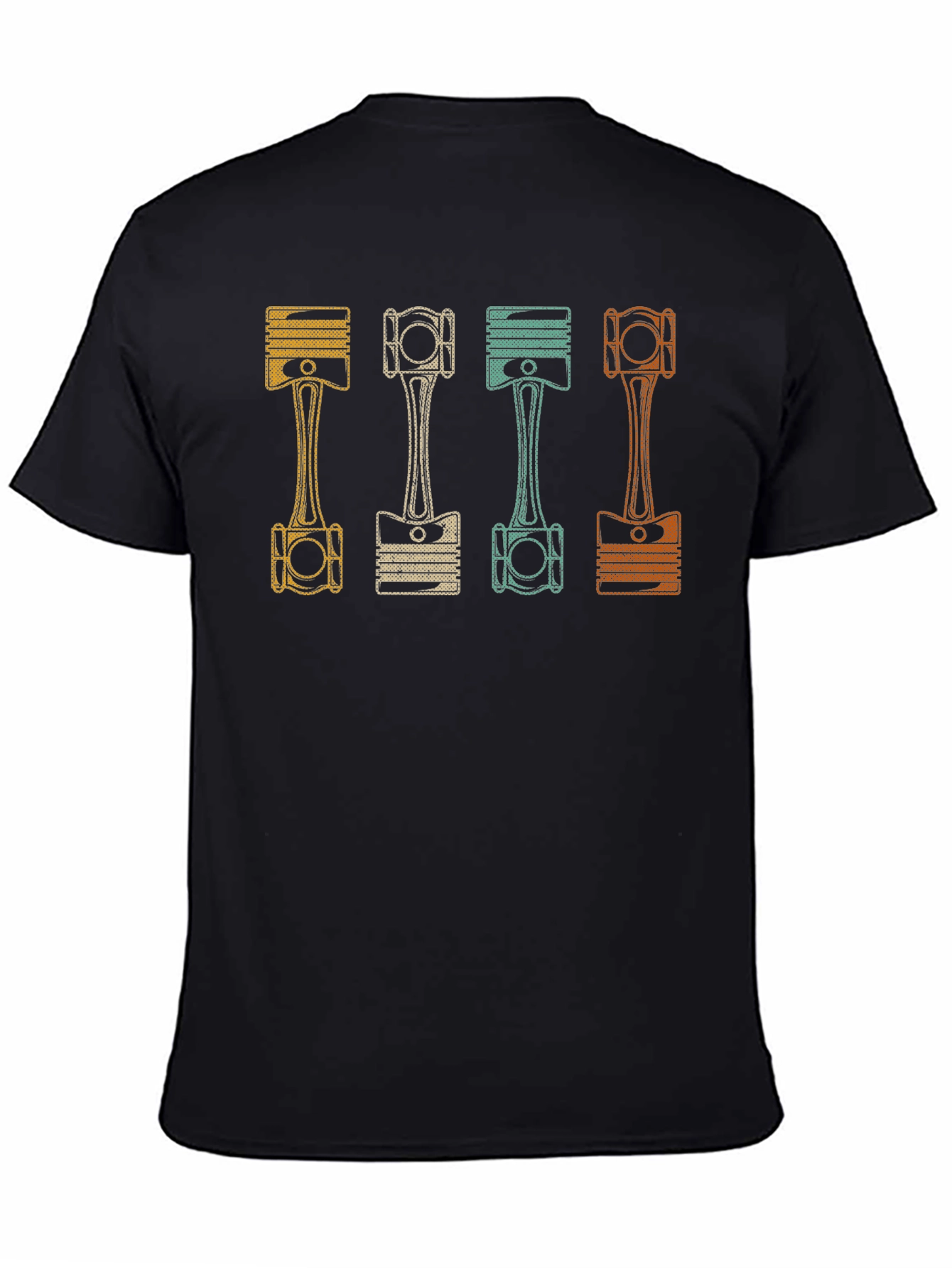 Retro Engine Pistons Graphic Tee - Black