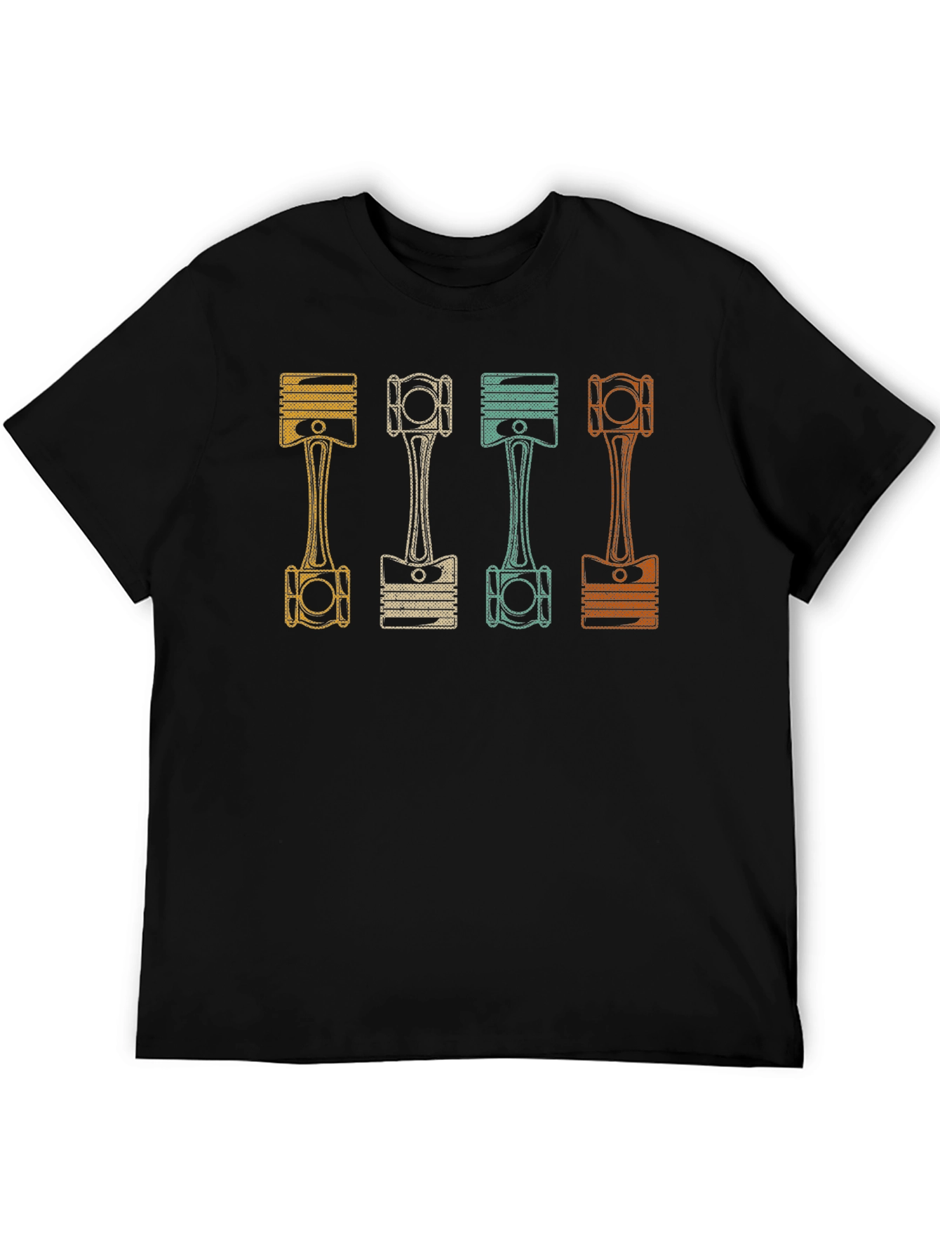 Retro Engine Pistons Graphic Tee - Black