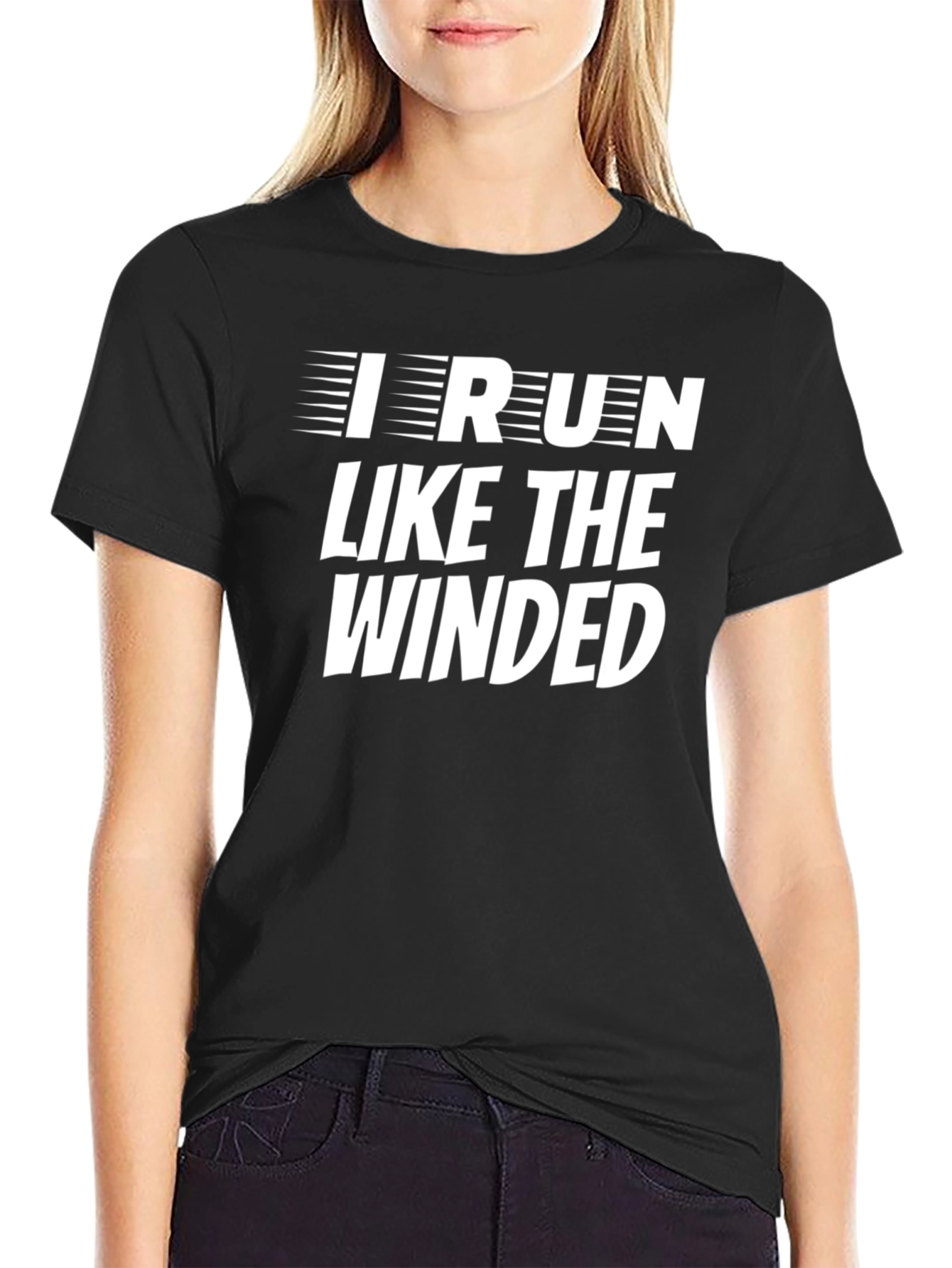 I Run Like The Winded Mens Black Graphic T-Shirt