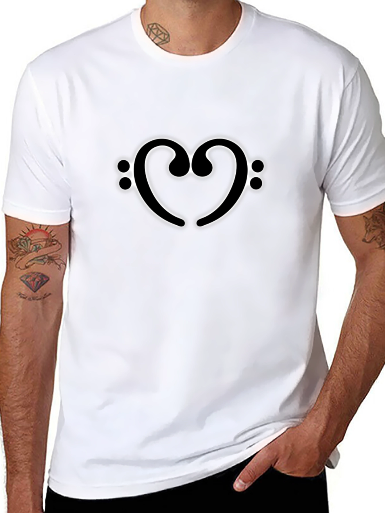 Bass Clef Heartbeat T-Shirt - Music Lover Tee