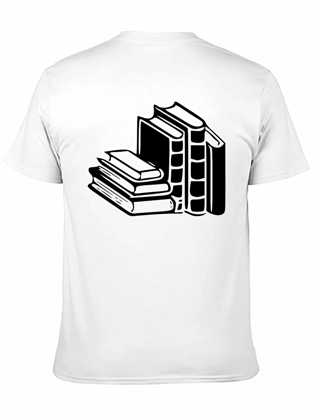 Literary Black T-Shirt - Stacked Books Design